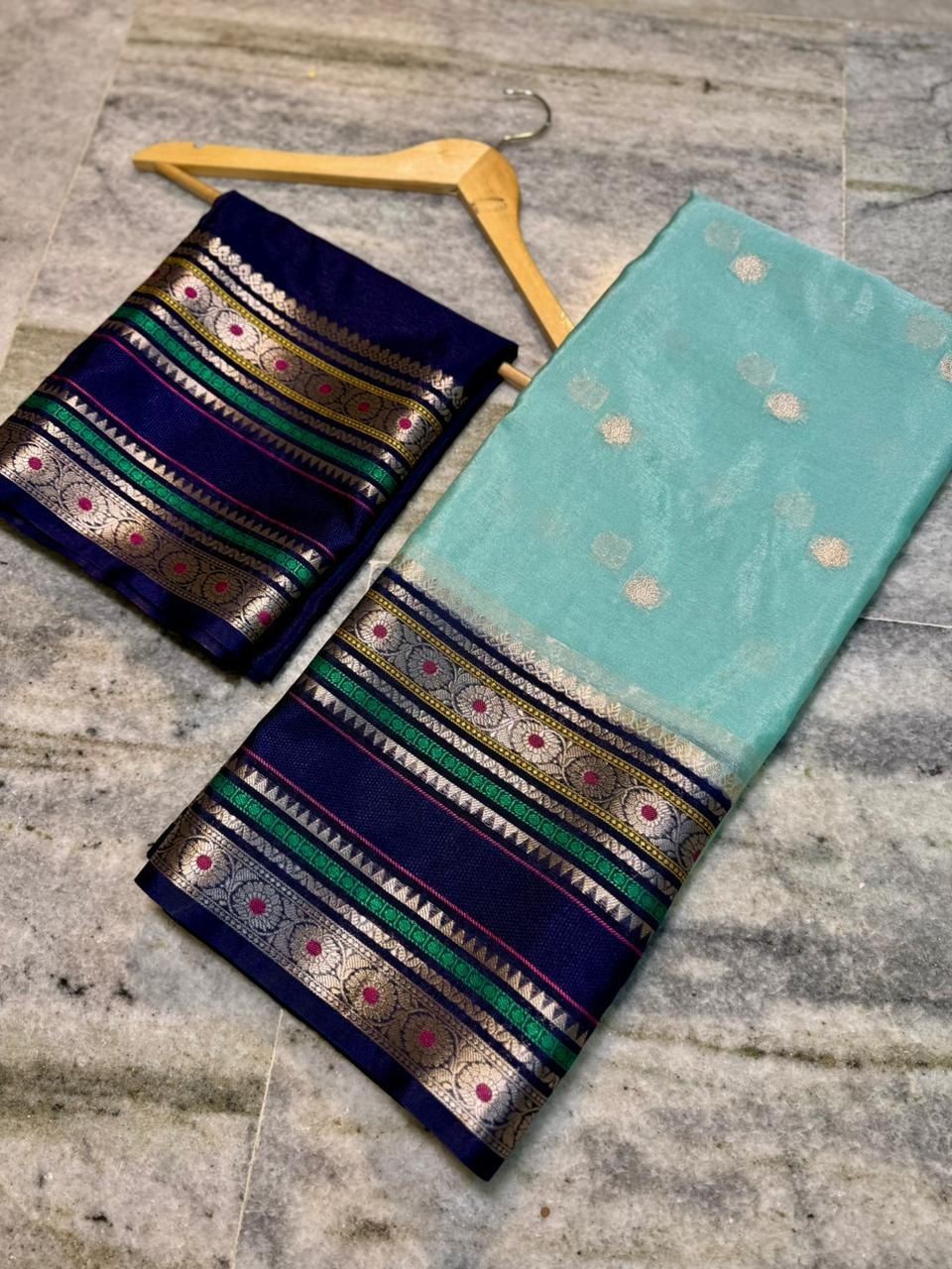 Banarasi Semi Dupian Silk Sarees Weaving Design and a Meenakari Border with BP