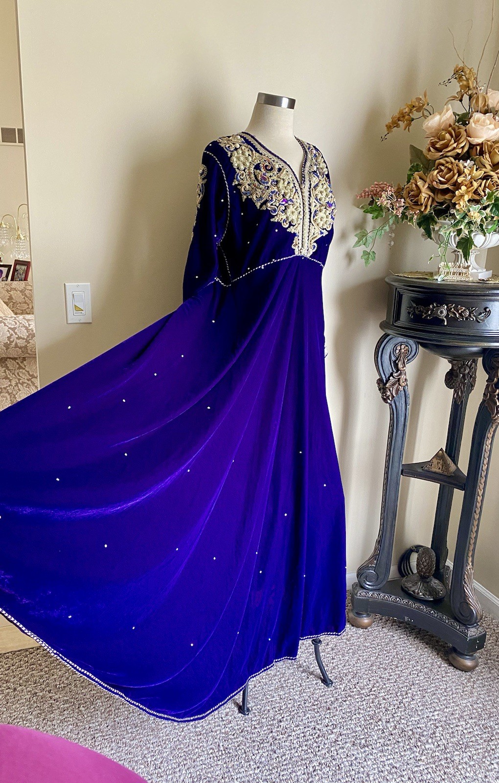 Velvet Flowy Anarkali Floor Length Indian Pakistani Wedding