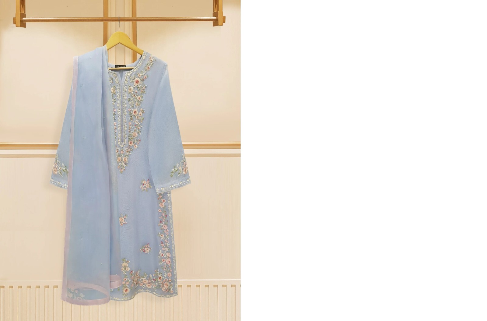 Agha Noor 3 Piece – Pure Cotton Net Embroidered Suit S109166 – MEDIUM / Ferozi