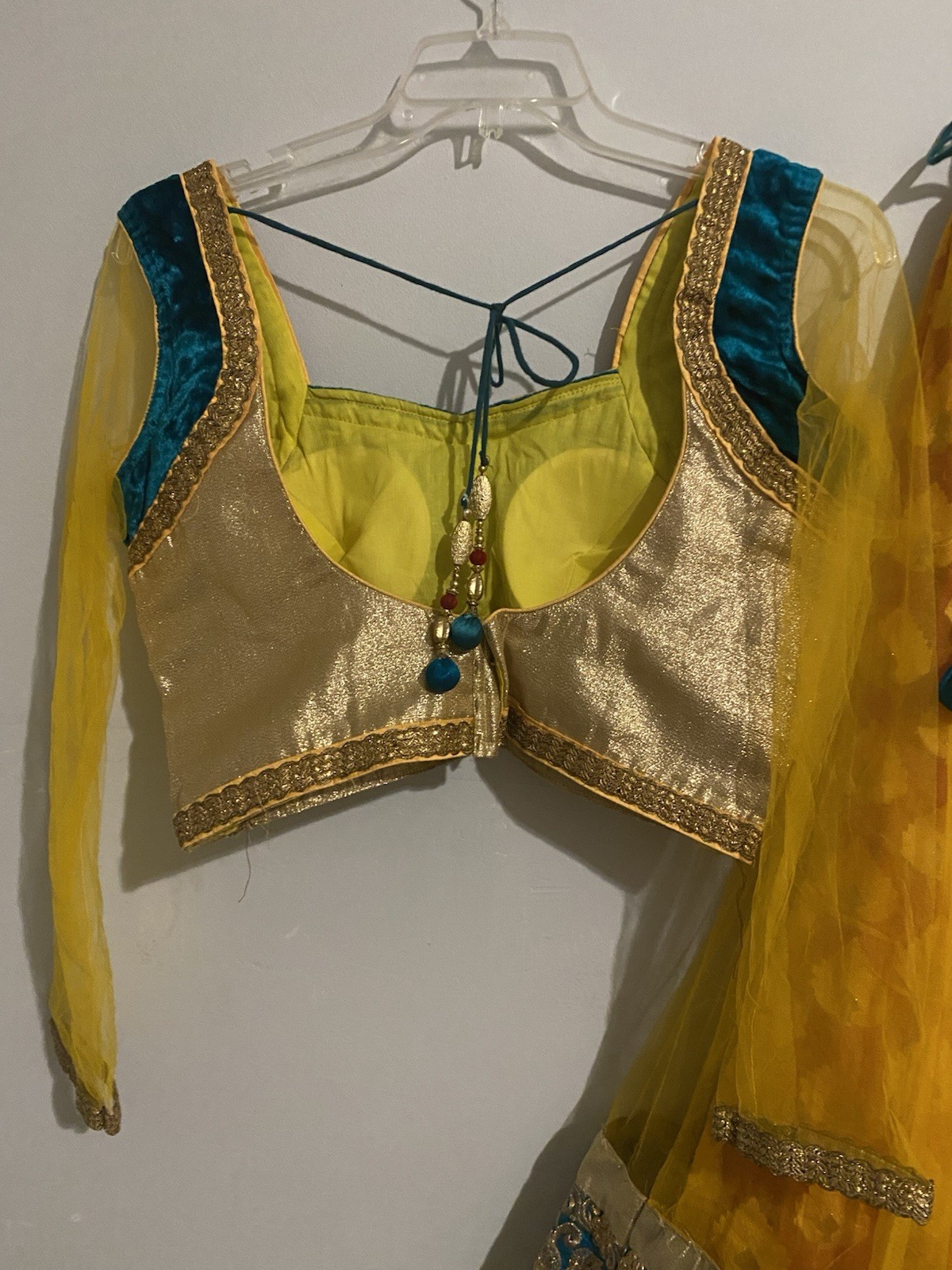 SEQUINZE Women Choli Set Yellow Blue Gold Red Net Silk Blend Free Size
