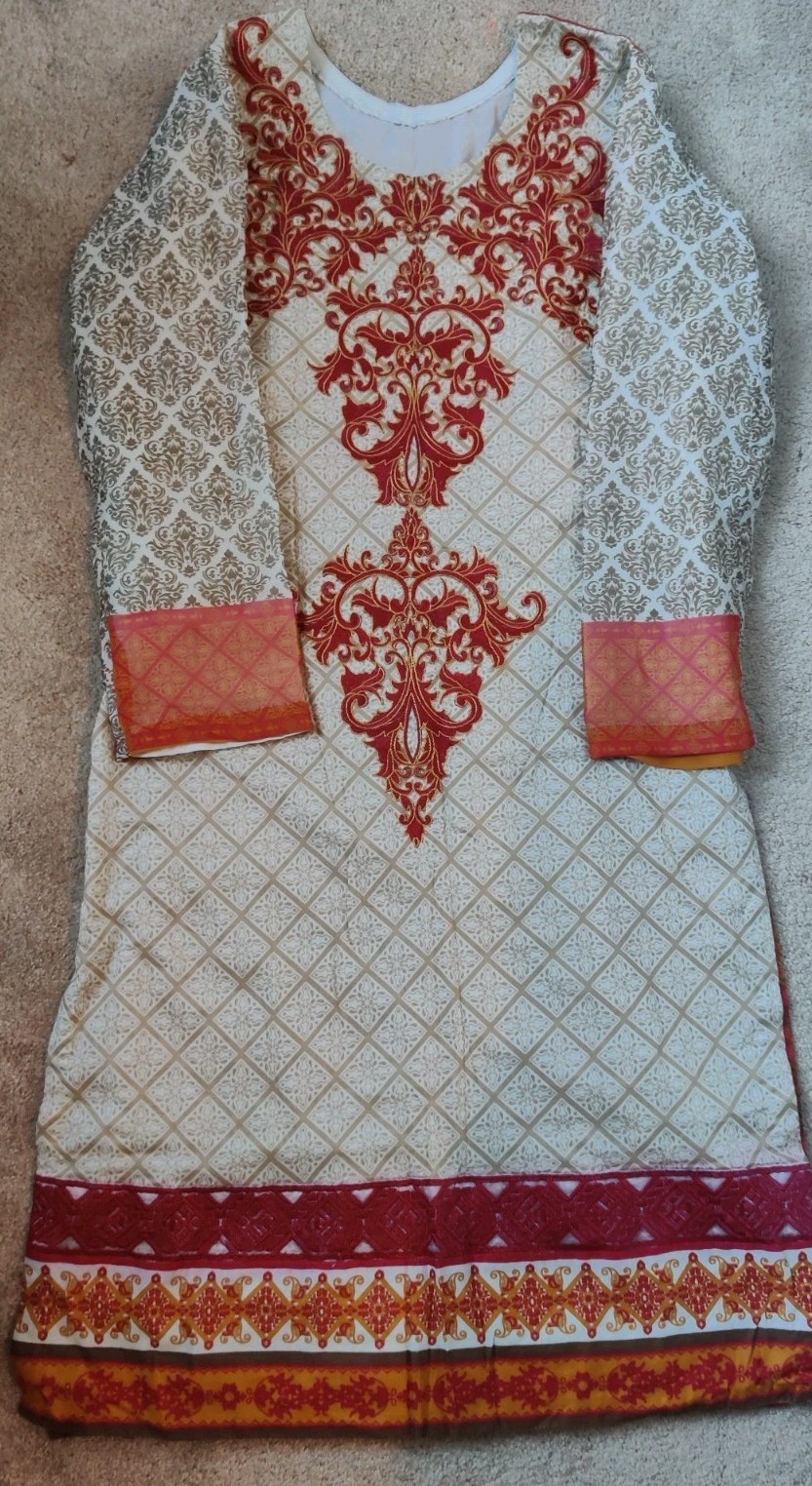 Cotton Blend Salwar Kameez Multi-Color Embroidered Set with Dupatta