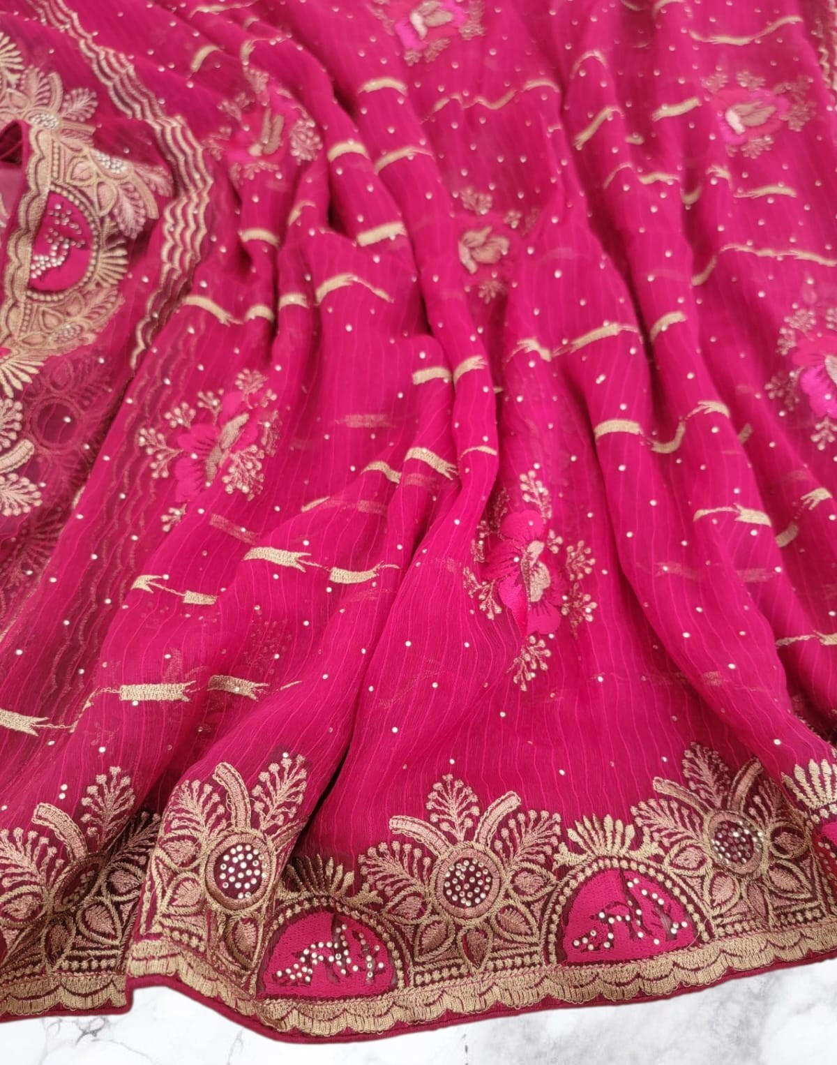 Designer Shimmer Saree,Wedding Saree,Partywear Saree,Blooming Georgette Saree
