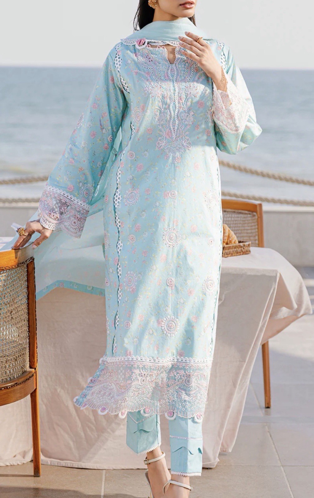 Pakistani Lawn Embroidery Kameez Shalwar 4XL Bust 51