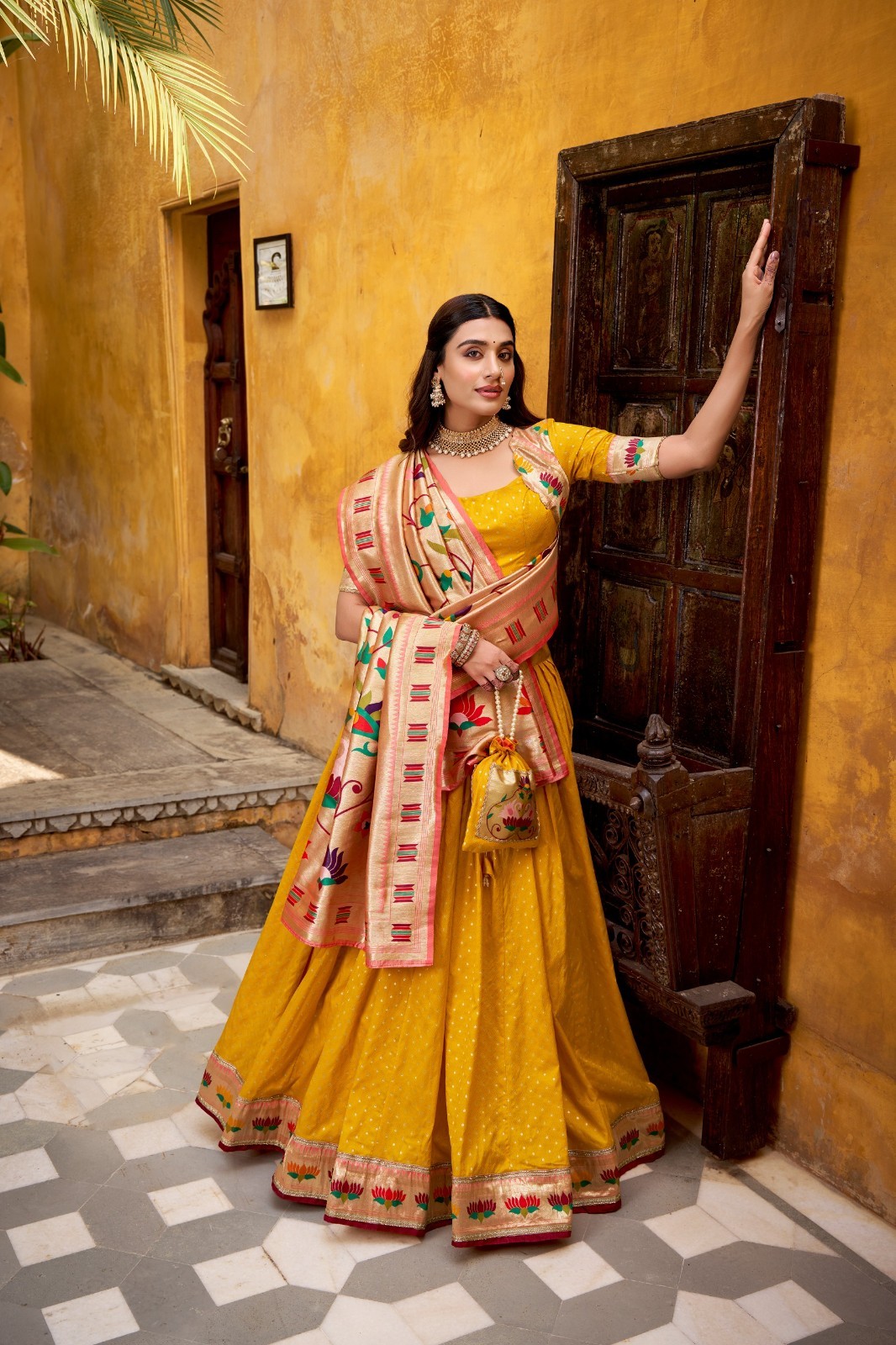 STEPNSHOP FESTIVAL WEAR LEHENGA WITH ZARI WEAVING WORK 22237