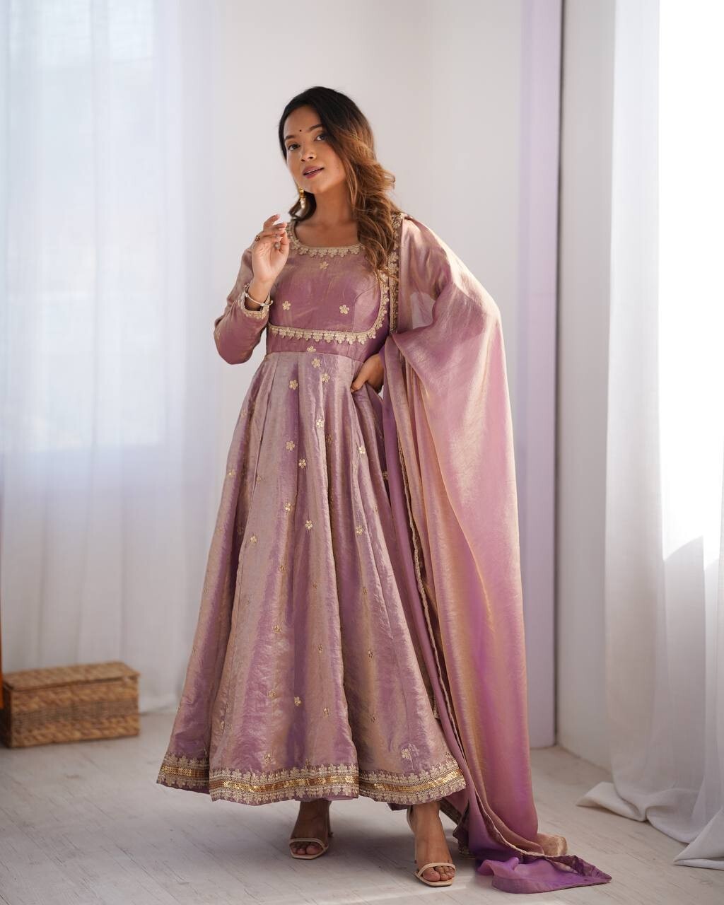 Beautiful Dusty Pink Silk Salwar Kameez With Dupatta For Wedding
