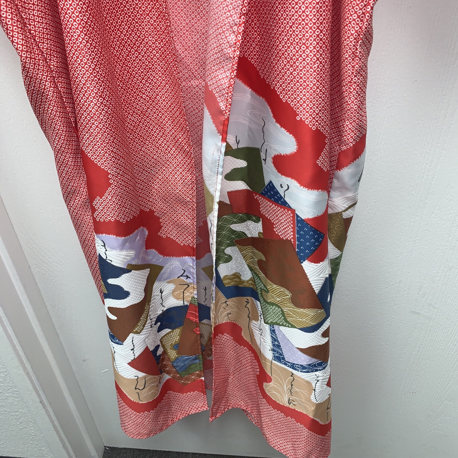 Authentic FP In Tokyo Kimono Robe 51” Long Asian Block Geometric Print