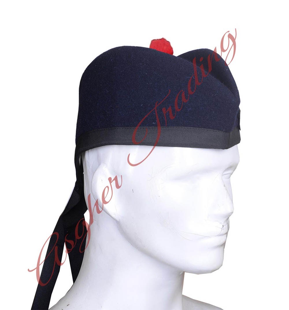 Scottish Military Traditional Kilt Cap – 100% Wool Navy Blue Glengarry Hats