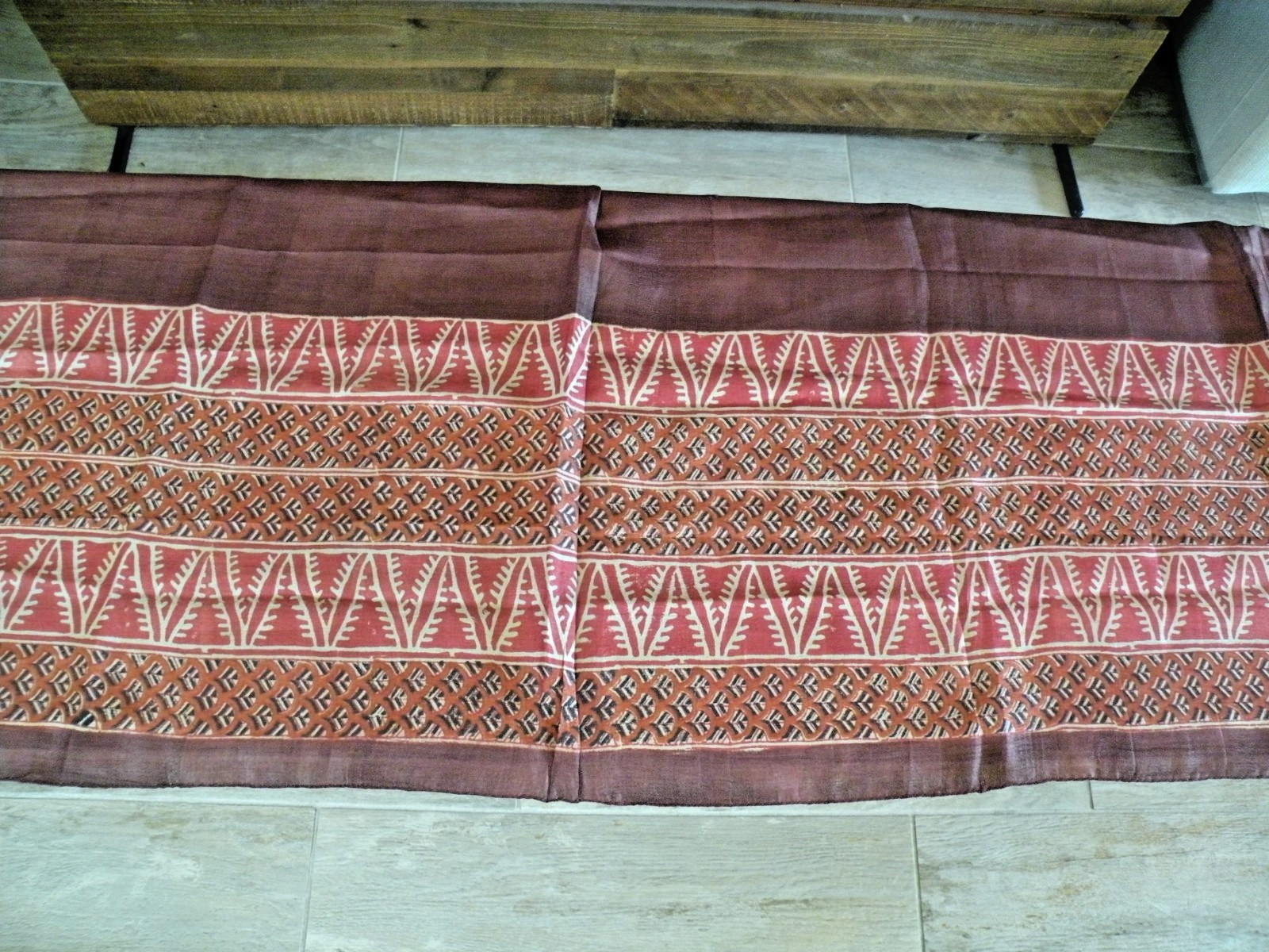Original Fabindia Hand Block Print Ethnic Scarf in Rust and Brown Fabric