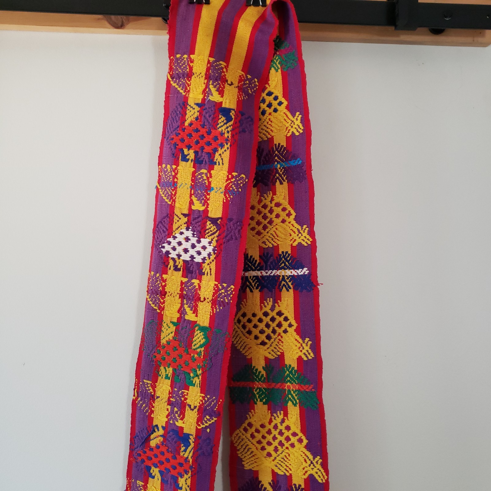 Guatemalan Faja Sash Colorful Woven Belt Strap Mayan Folk Art Boho Table Runner