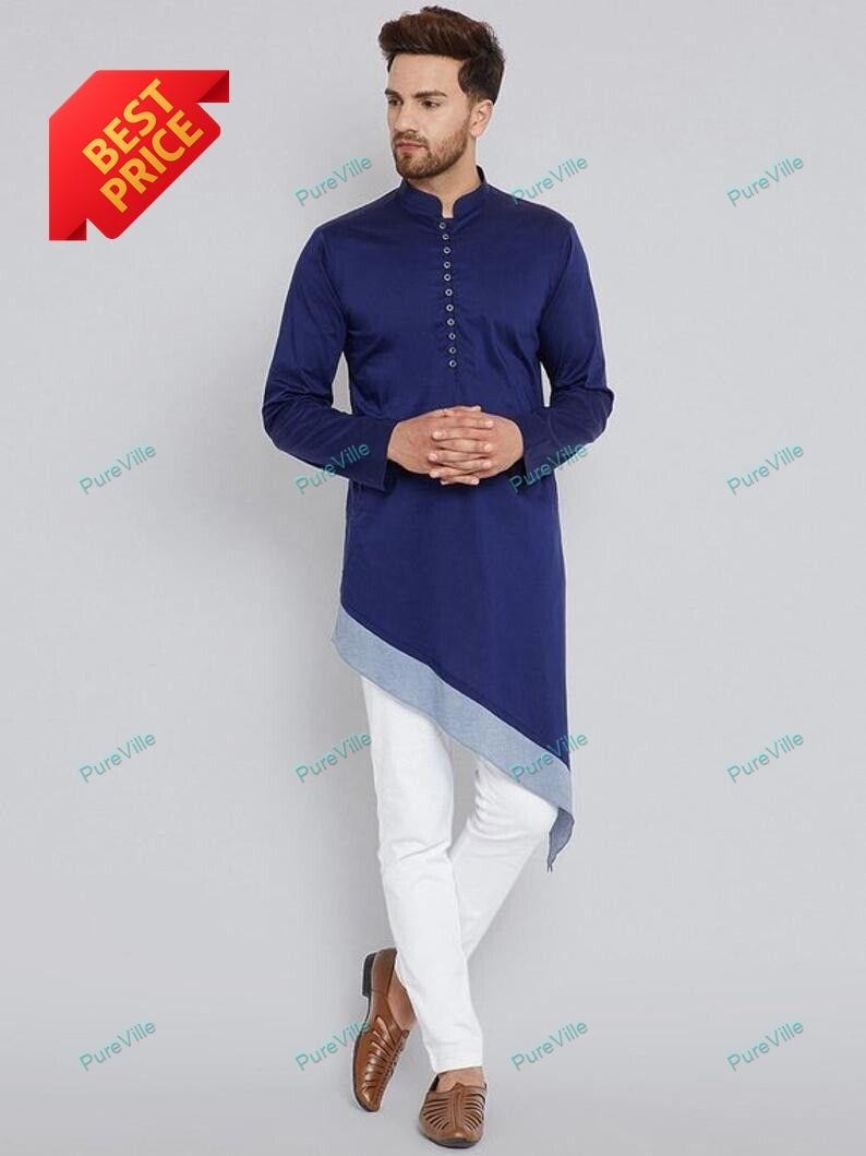 Mens Kurta only Pathani Kurta Top Shirt Solid Kurta Mens Cotton Kurta Indian Kur
