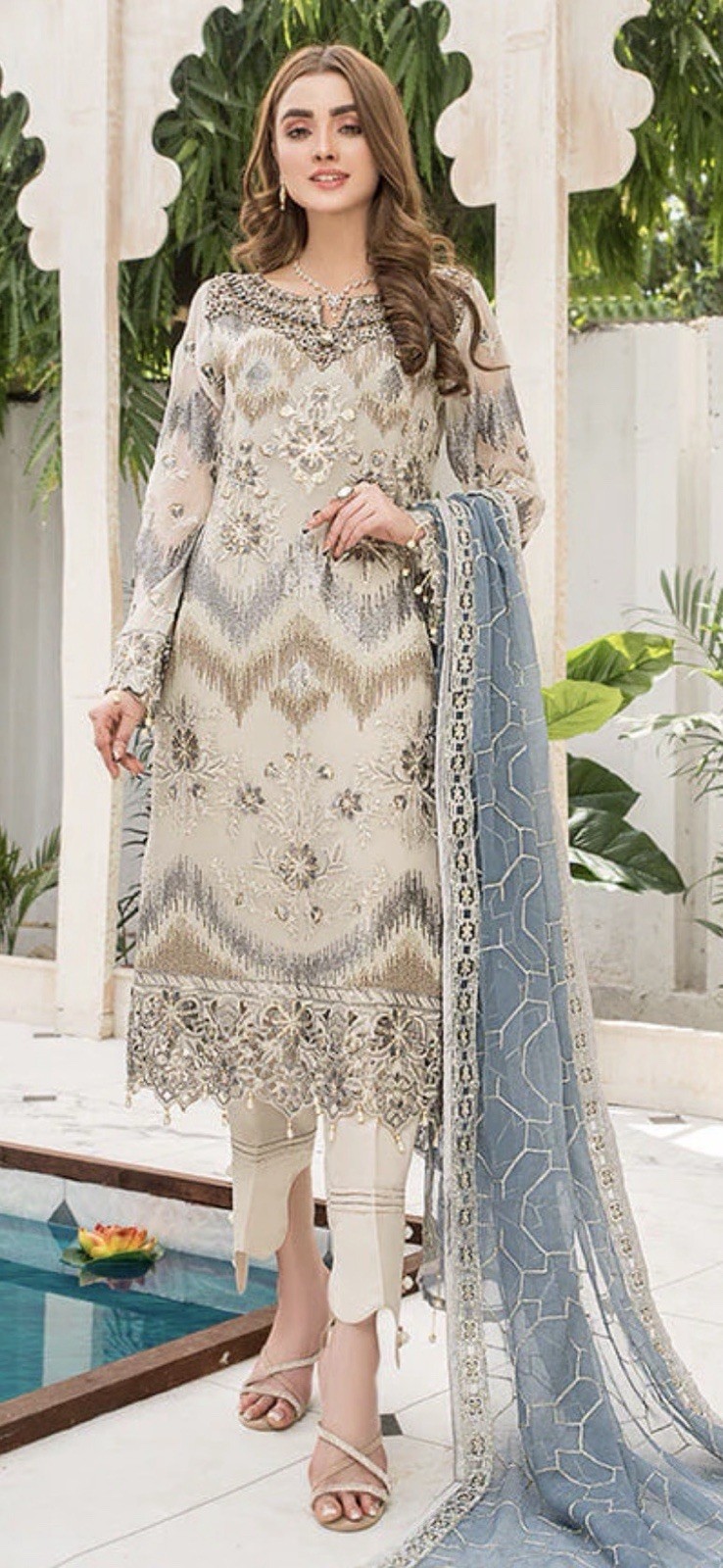 Pakistani Dress chiffon dress unstitch need sewing
