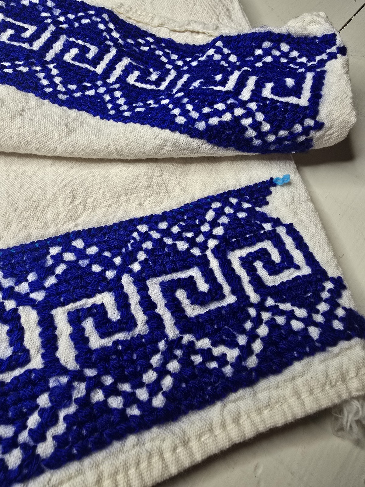 Kids Eastern European Traditional Embroidered Costume 2pc Tunic Pants Blue White