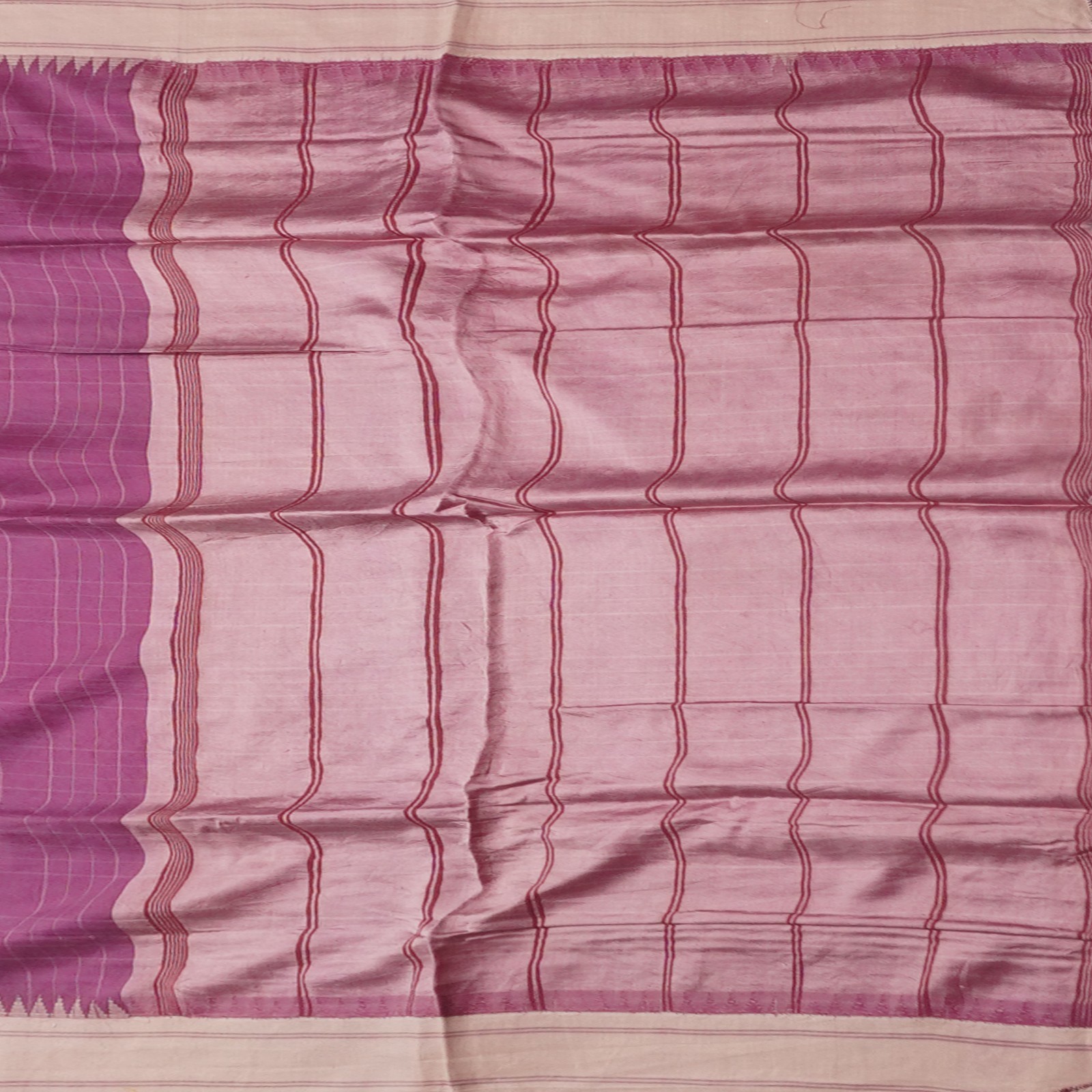 Namaste Vintage Purple Sarees 100% Pure Silk Woven Checks Sari 5YD Craft Fabric
