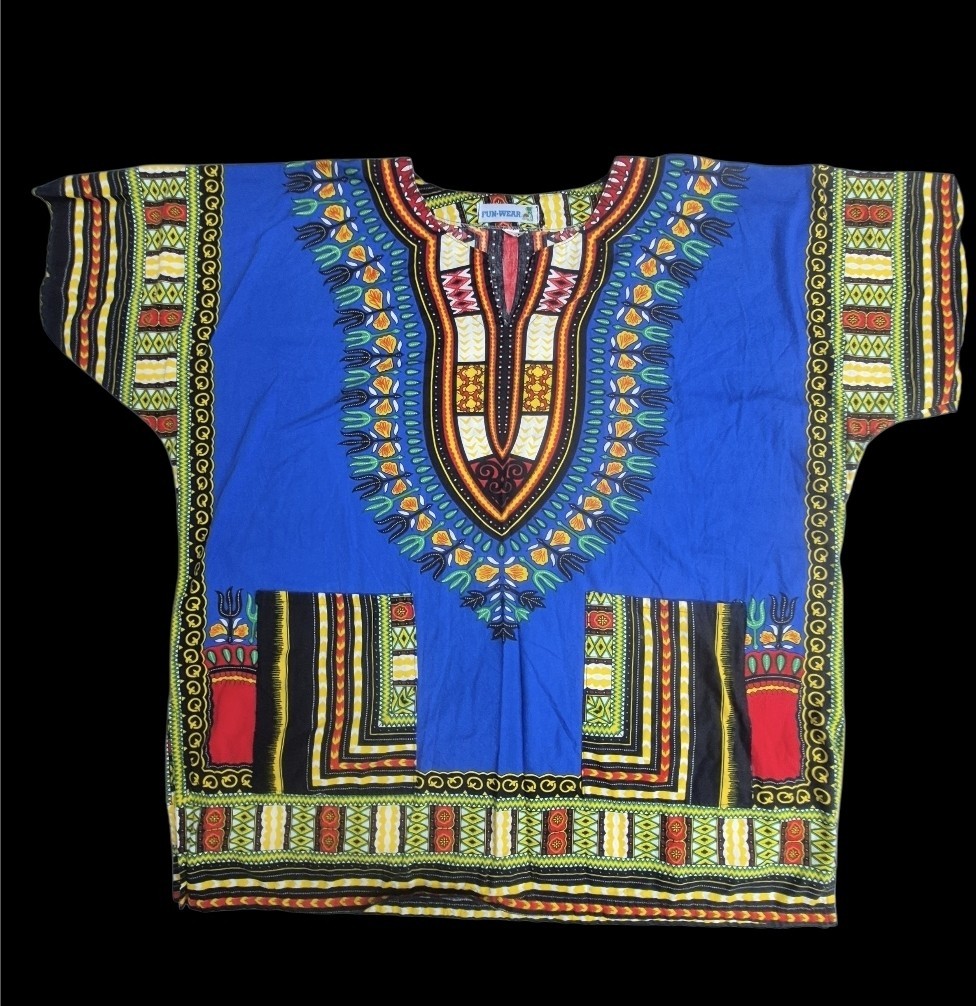 FUNWEAR African Tribal Print Dashiki Unisex Shirt Size XXL 2 Pockets