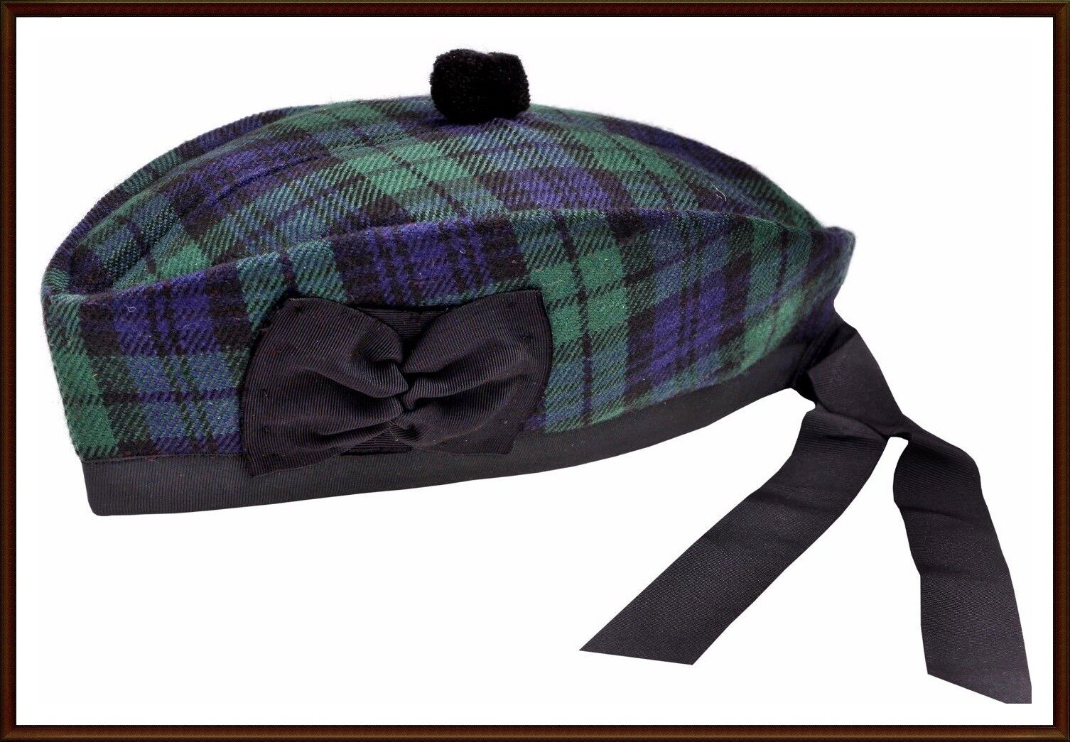 Glengarry Scottish Piper Kilt hat Wool Black Watch tartan Hats bagpipe hat