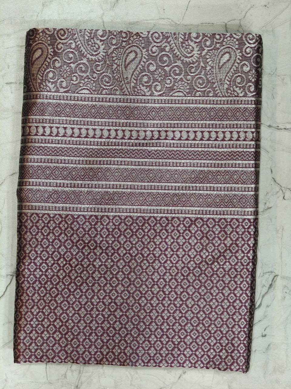 Litchi Silk Saree Jacquard Work Dual Tone Shade Designer Bollywood Sari