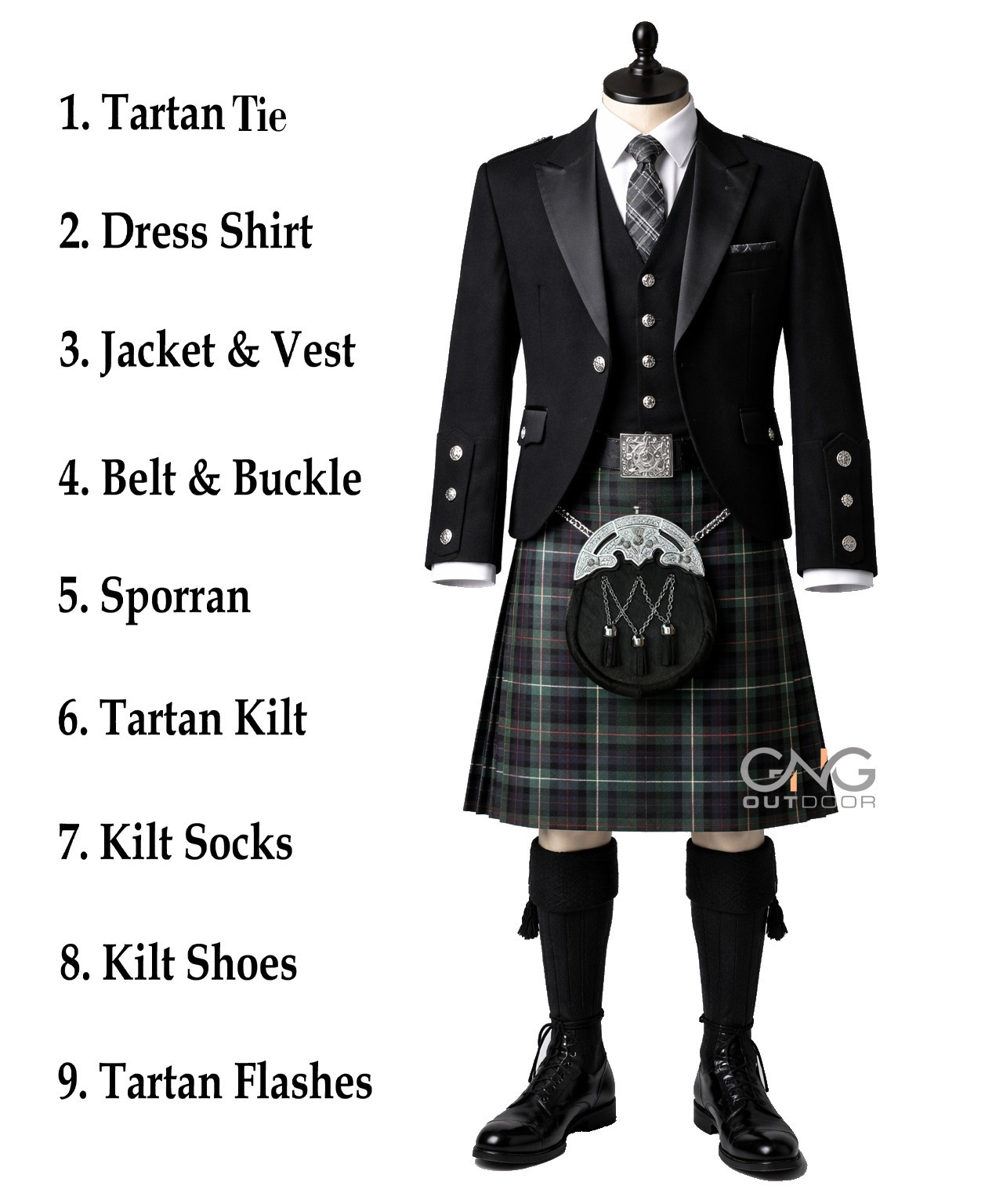 Men’s 10 Pieces Argyle Jacket Scottish outfit Traditional Complete kilt outfit