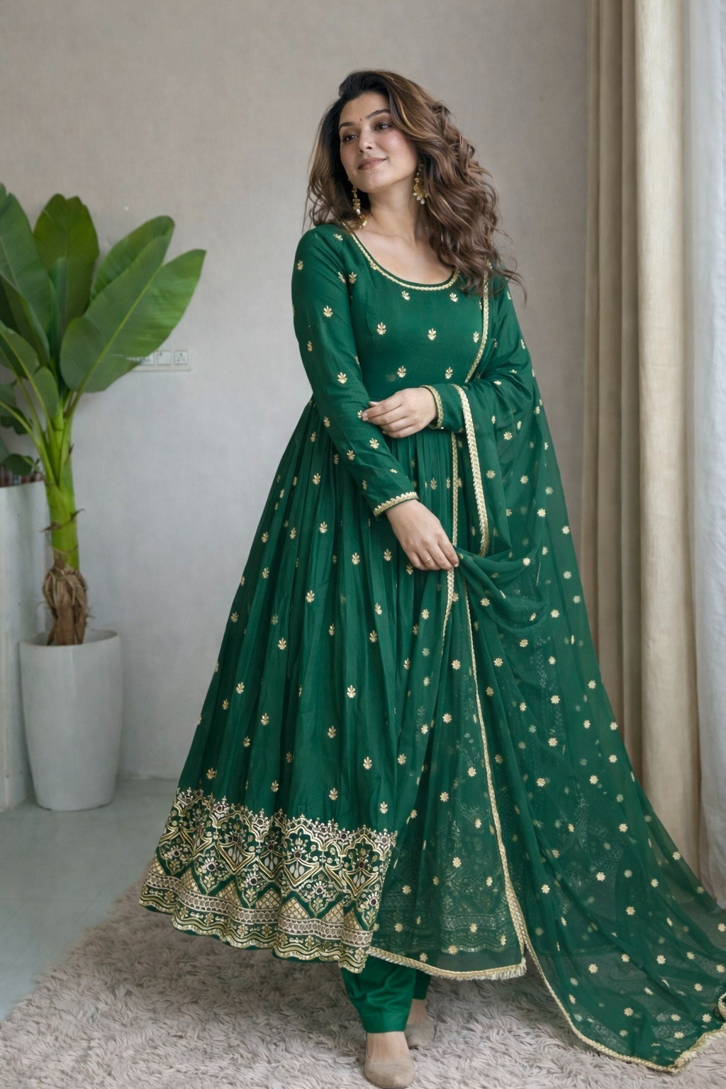 Women Pure Cinon Silk Wedding Party Wear Designer Ethnic Gown Dress