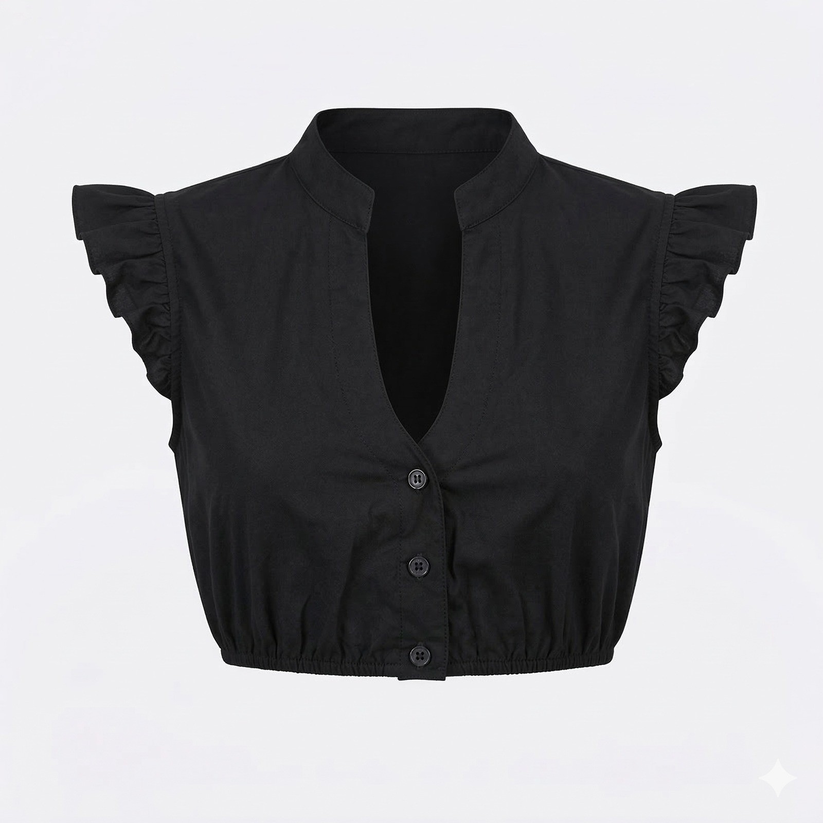 New Large Black Ruffle Sleeve Dirndl Undershirt Top Oktoberfest V Neck Blouse