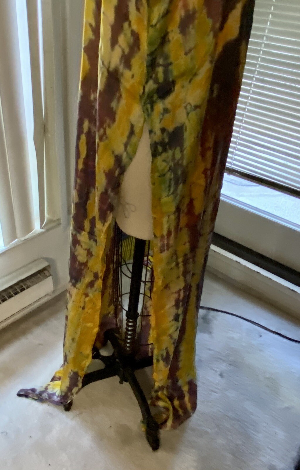 Kaftan Tie Dye Yellow Brown Men’s Unisex New Silk Light Weight NEW Women