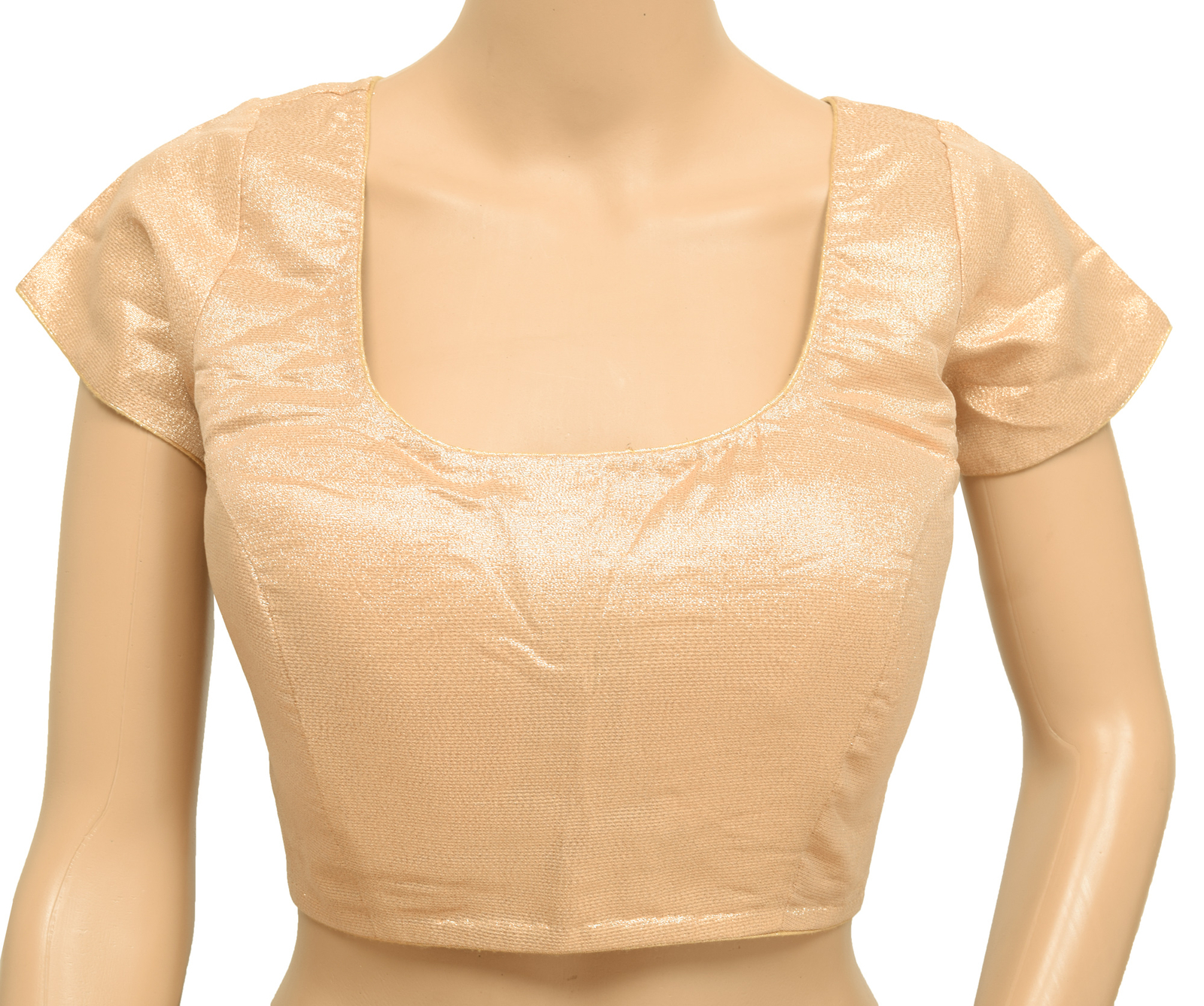 Sushila Vintage Readymade Stitched Sari Blouse Golden Padded Woven Designer Top