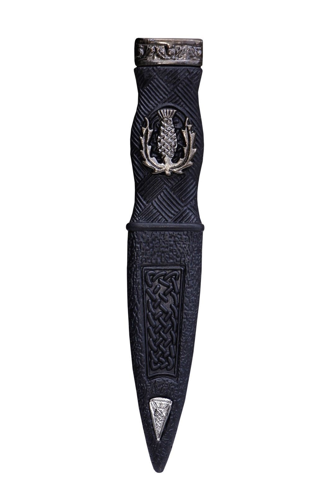 HW KILT HIGHLANDWEAR SAFETY SGIAN DUBH DUMMY PEWTER MOUNT THISTLE DESIGN ANTIQUE
