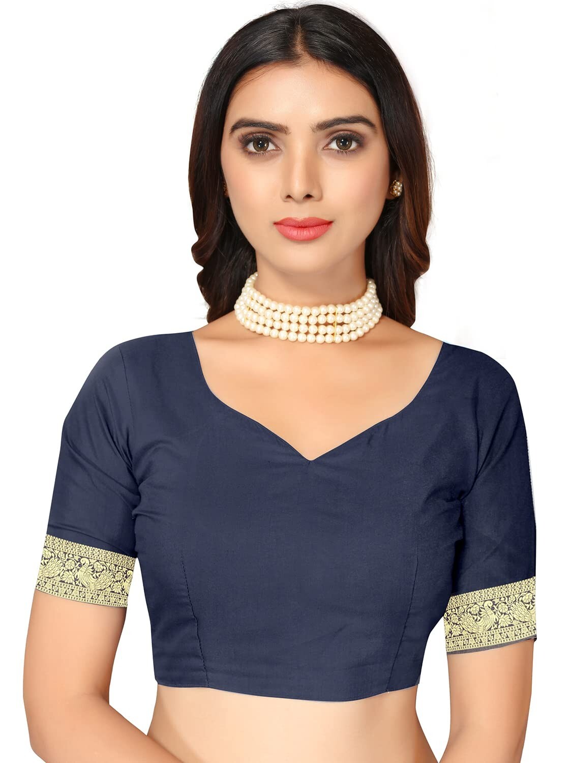 Women’s Contemporary Golden Zari Ethnic Motif Woven saree with Running Blouse