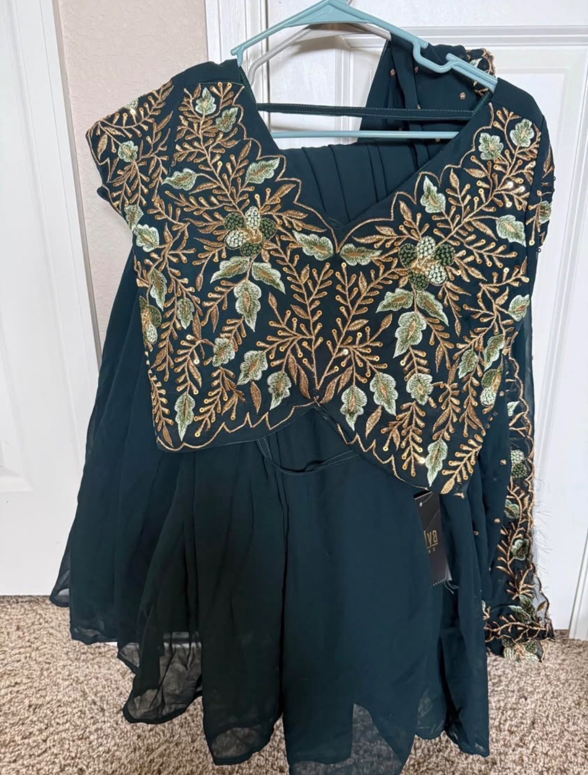 NWT Lehenga Choli, Emerald and Gold