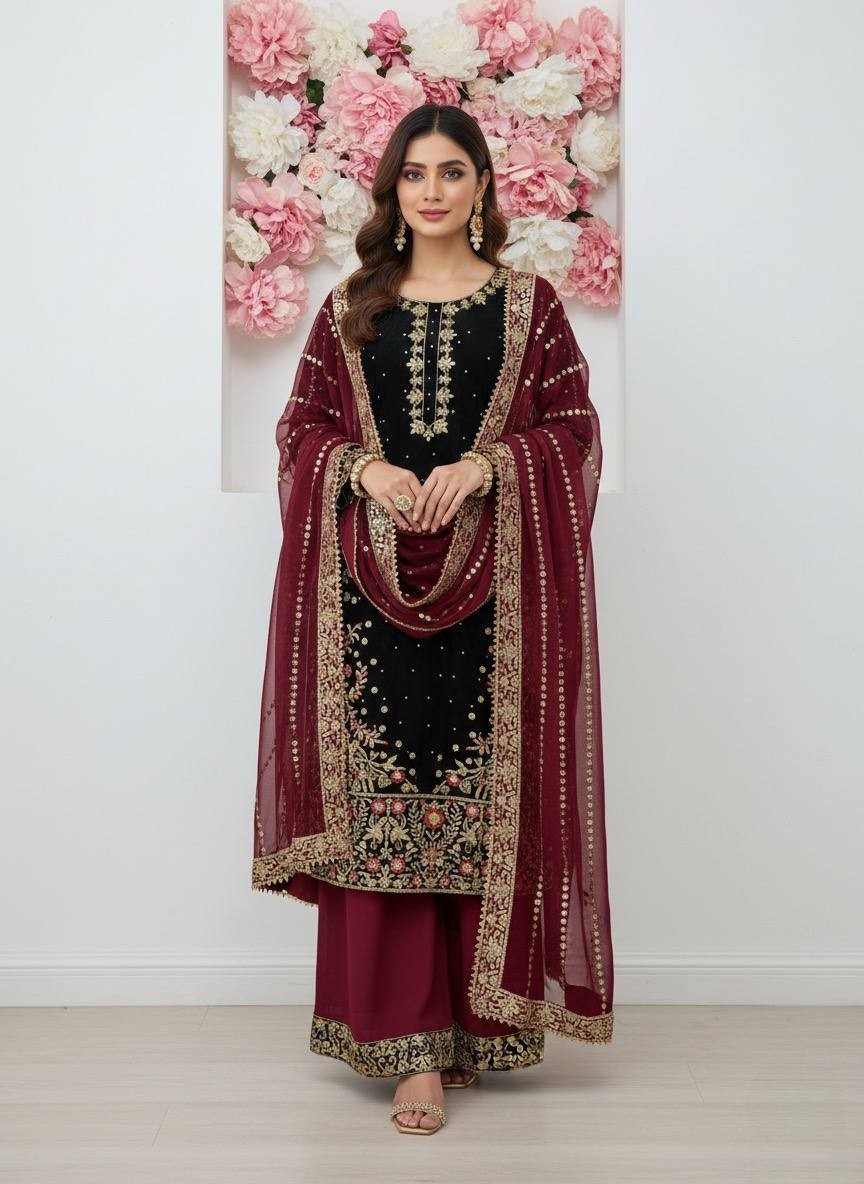 Heavy Reception Wear Heavy Fancy Micro Silk Salwar Kameez With Dupatta For Women