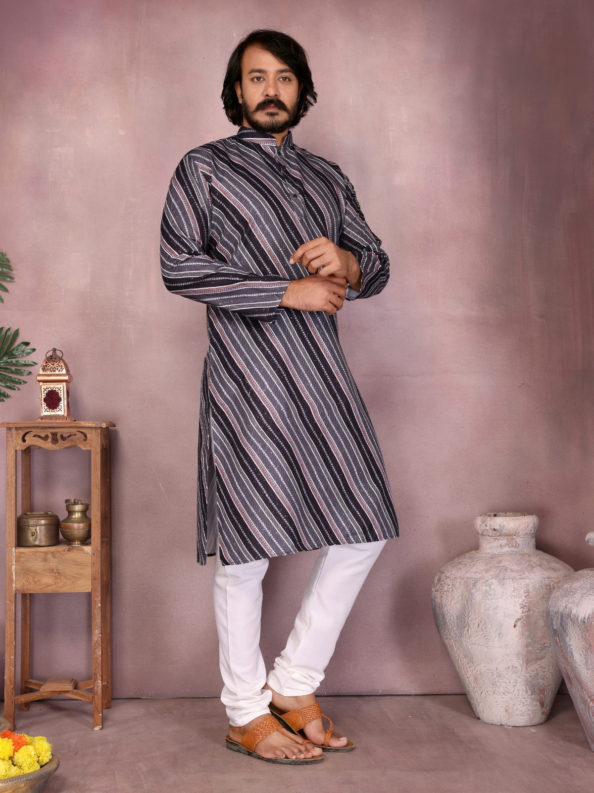 Indian Pure Cotton Kurta Pajama For Men’s Wedding Wear Fancy rayon ReadyMade