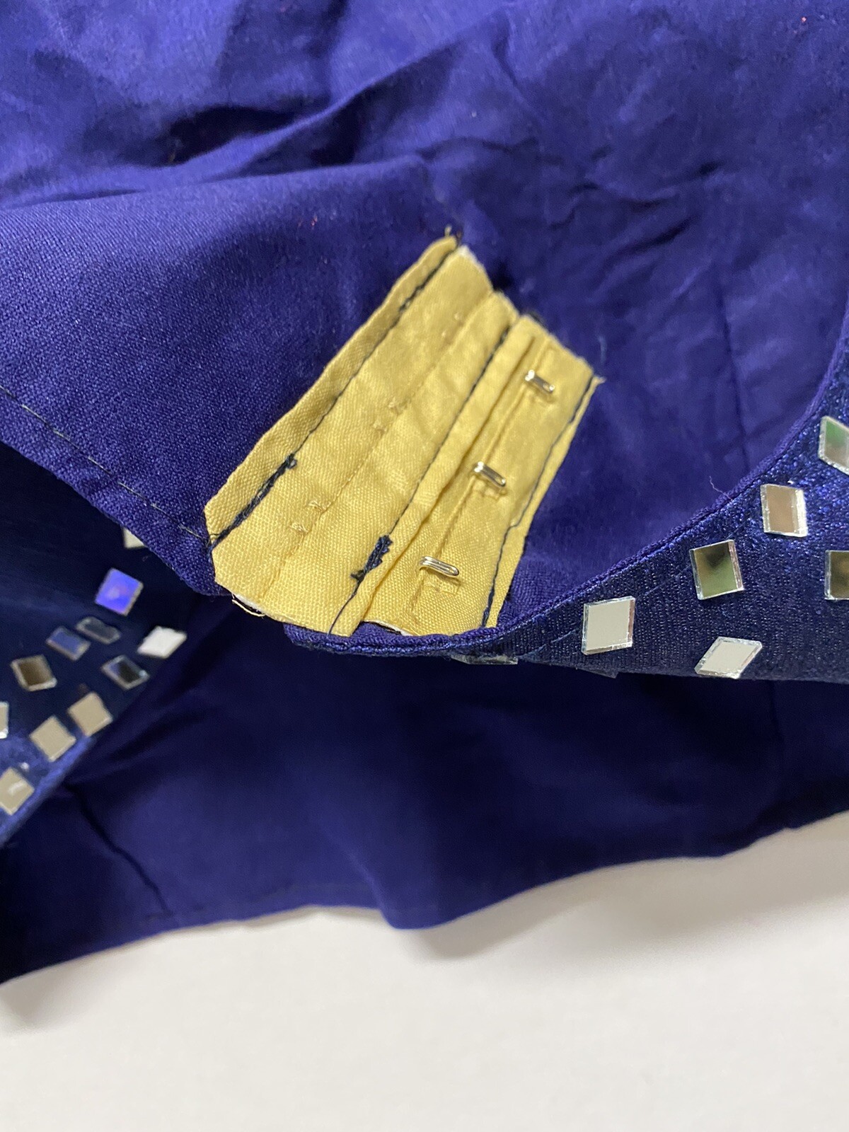 NEW SLEEVELESS Readymade Designer Sari SAREE Blouse MIRROR BLUE DORI 38″ -USA