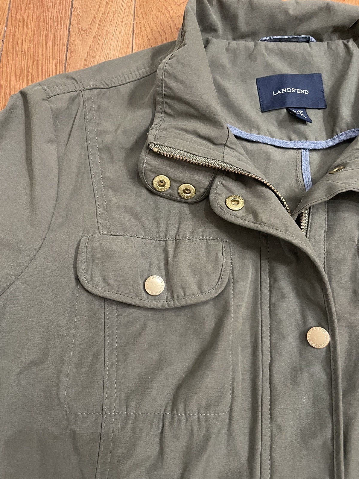 Lands’ End Lightweight Sporty Women’s Utility Jacket Windbreaker Green Size LP