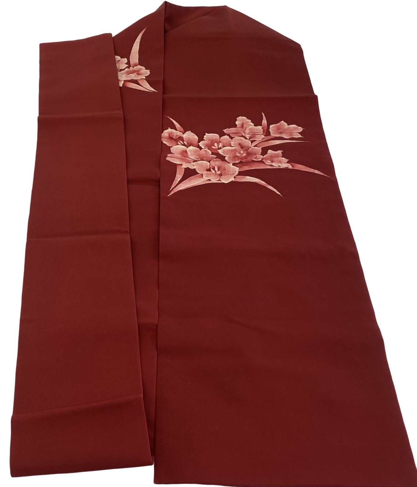 Japanese Vintage Kimono Nagoya Obi Polyester Red Traditional Drit 137 x 11 in