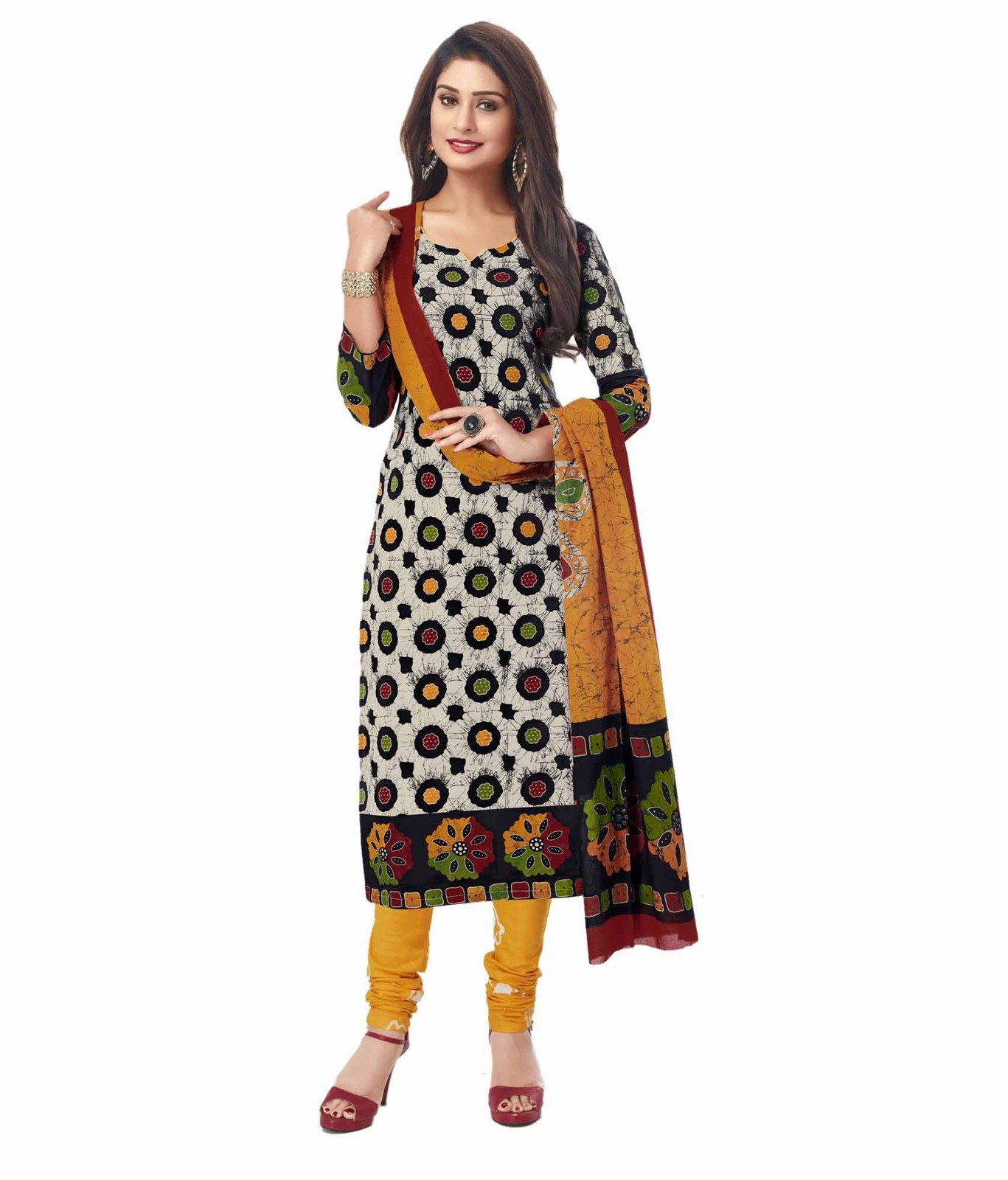 Miraan Printed Unstitched Cotton Dress Material | SAN7028 Multi