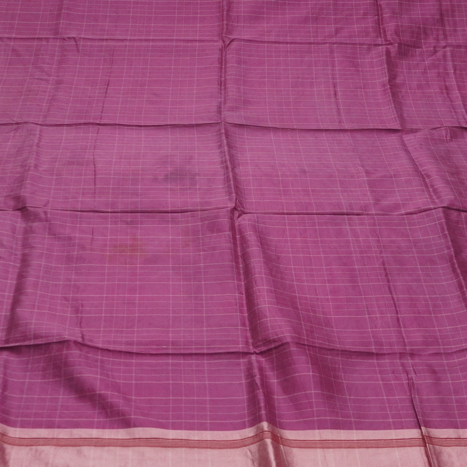 Namaste Vintage Purple Sarees 100% Pure Silk Woven Checks Sari 5YD Craft Fabric