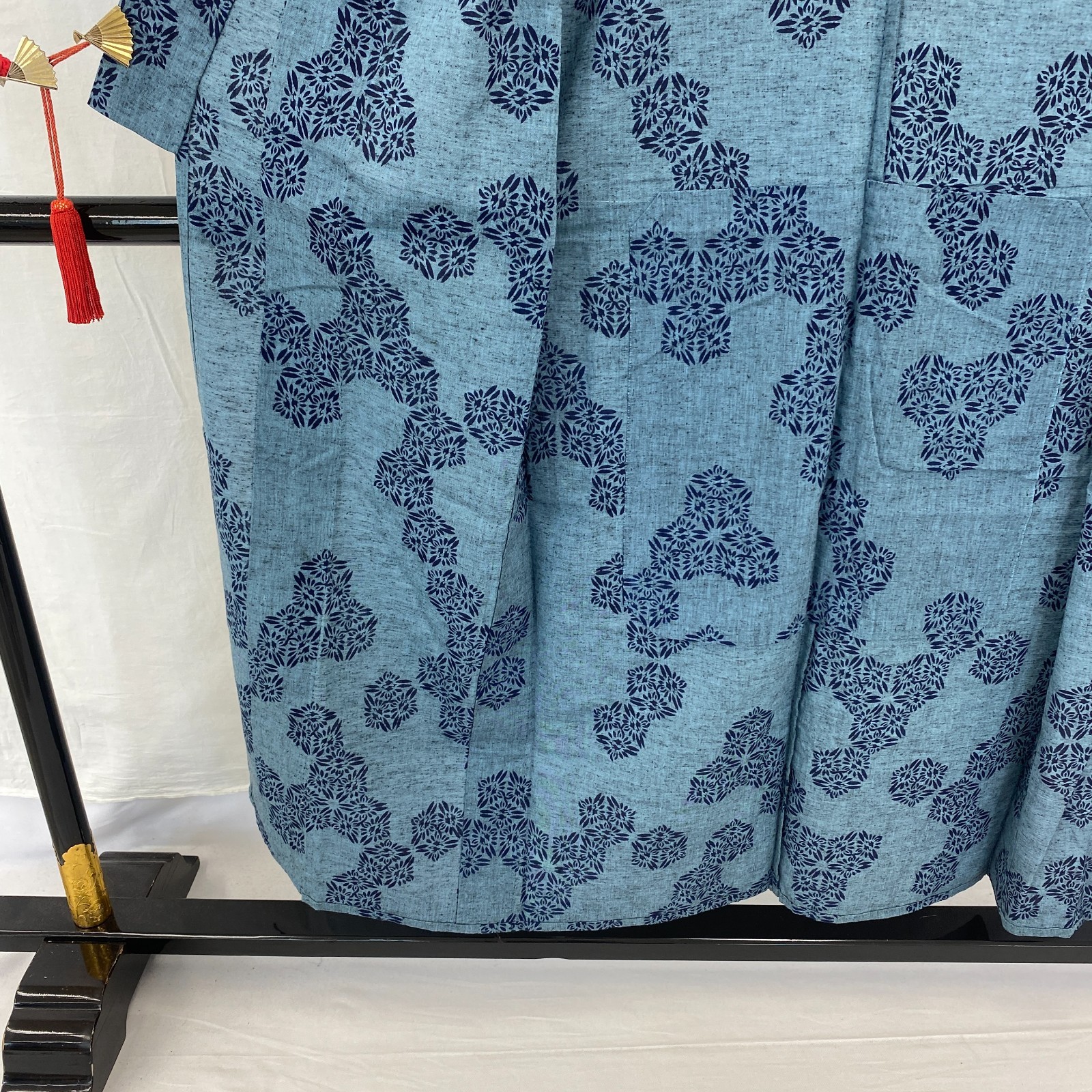 Japanese Vintage Kimono Yukata Blue No Lining Traditional Authentic Length 58 in