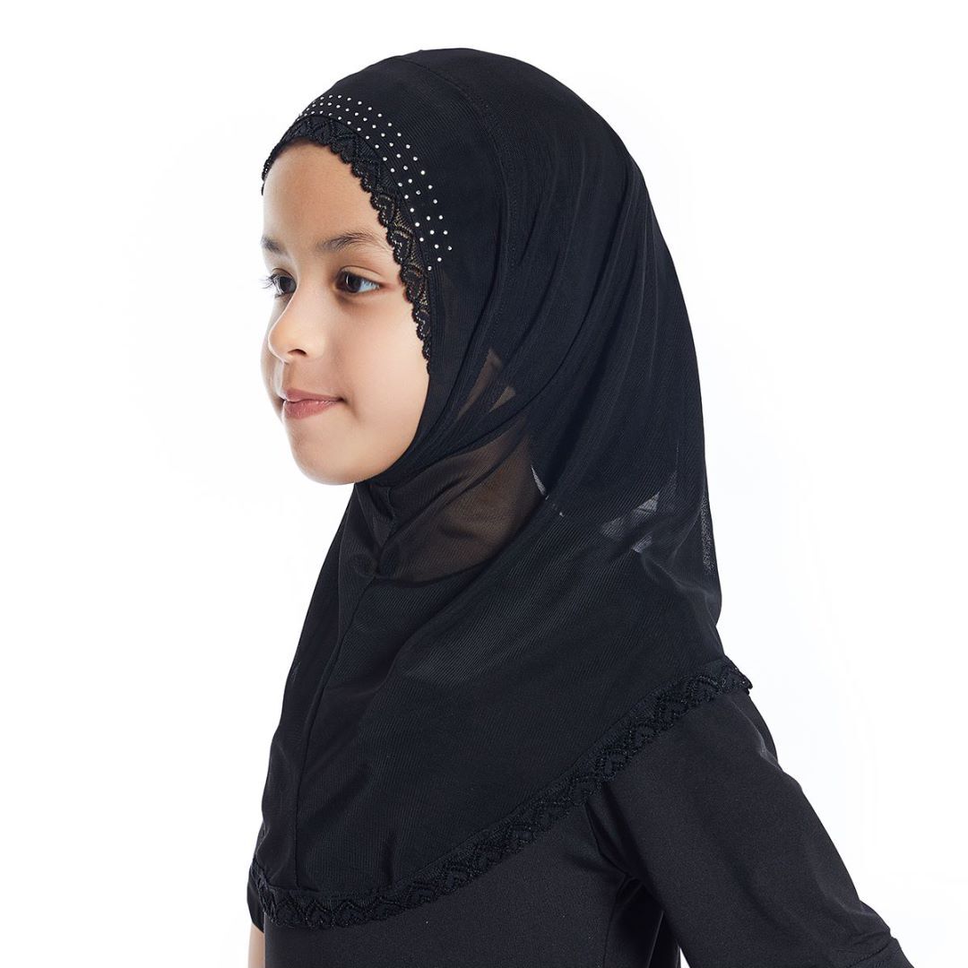 Girls Gauze Turban Islamic Hijab Muslim Arab Lace Hot Drilling Lightweight Scarf
