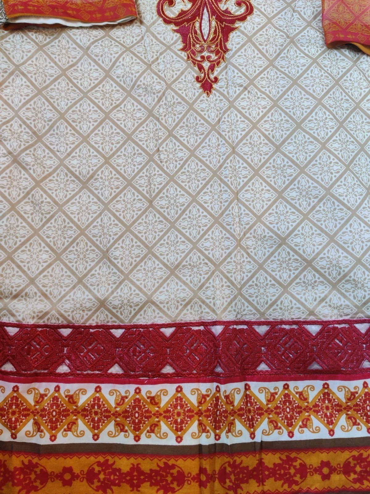 Cotton Blend Salwar Kameez Multi-Color Embroidered Set with Dupatta
