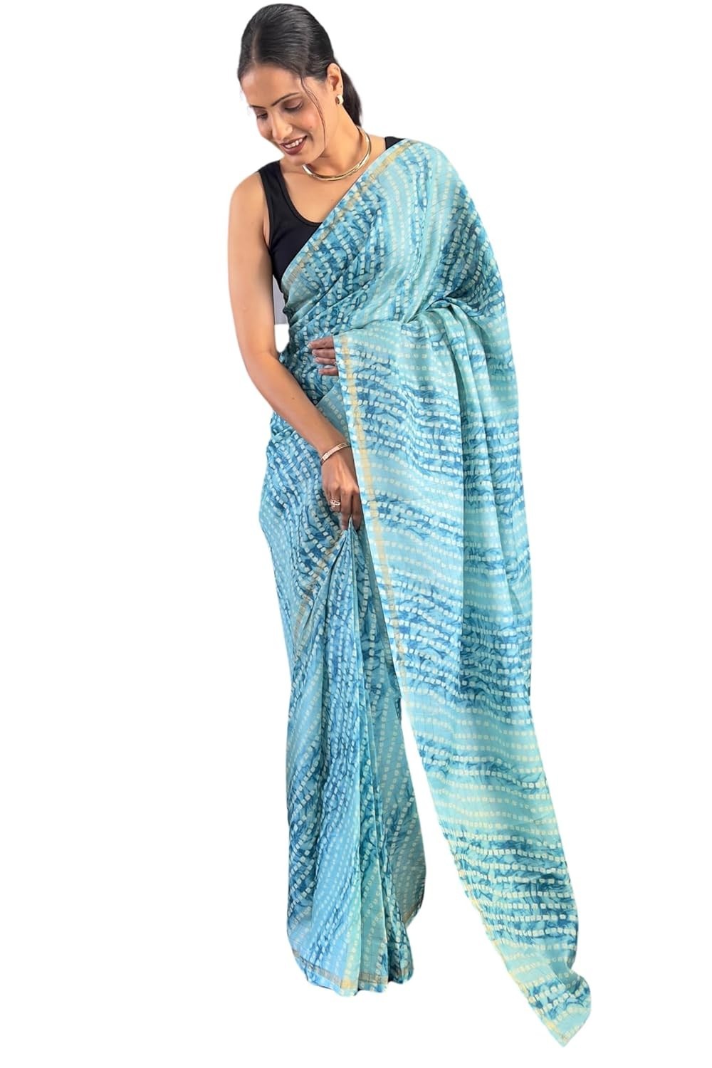 Women’s Kanjivaram Ready To Wear Pure Soft Silk Saree With Unstitched Blouse