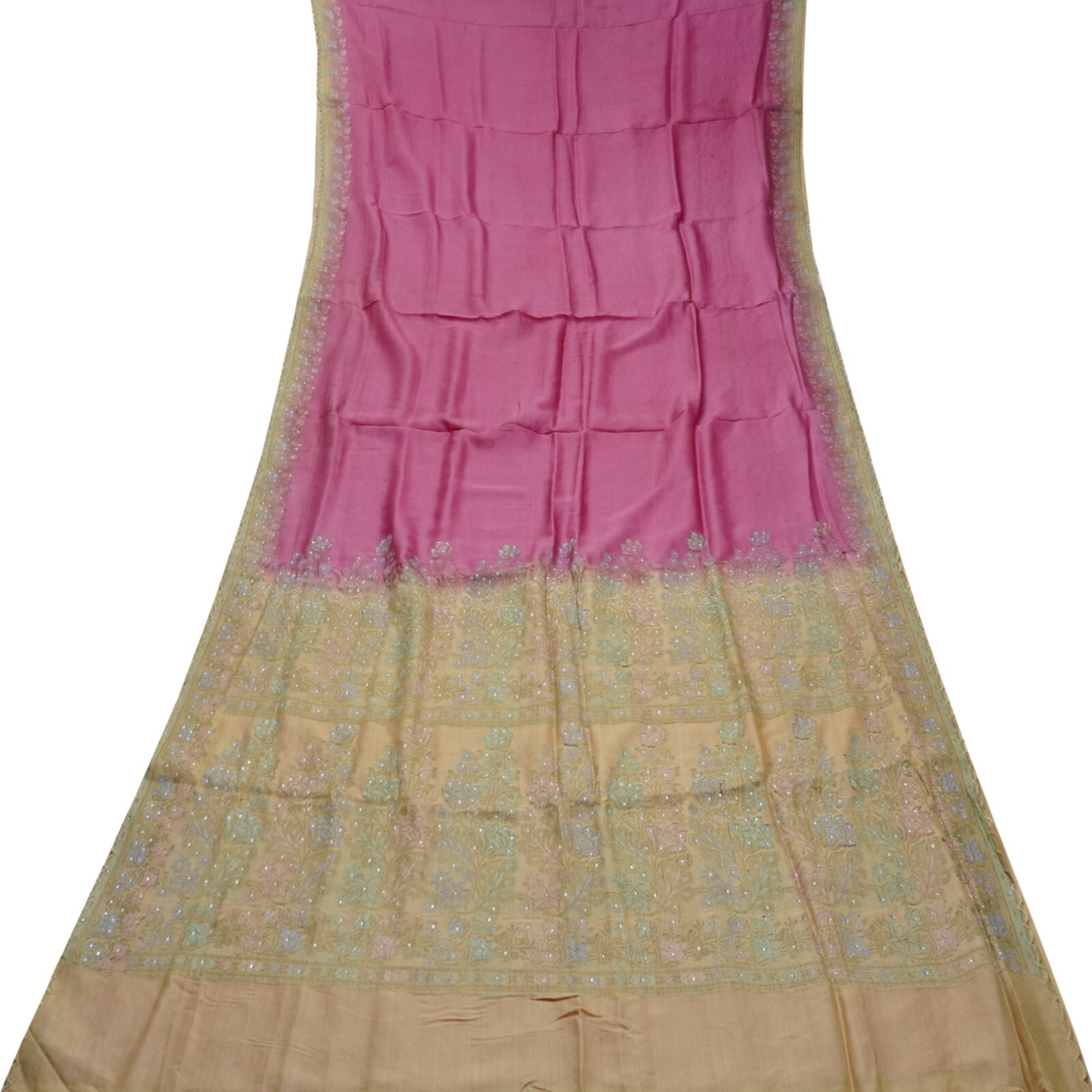 Namaste Vintage Pink Sarees 100% Pure Silk Woven Indian Sari 6YD Craft Fabric