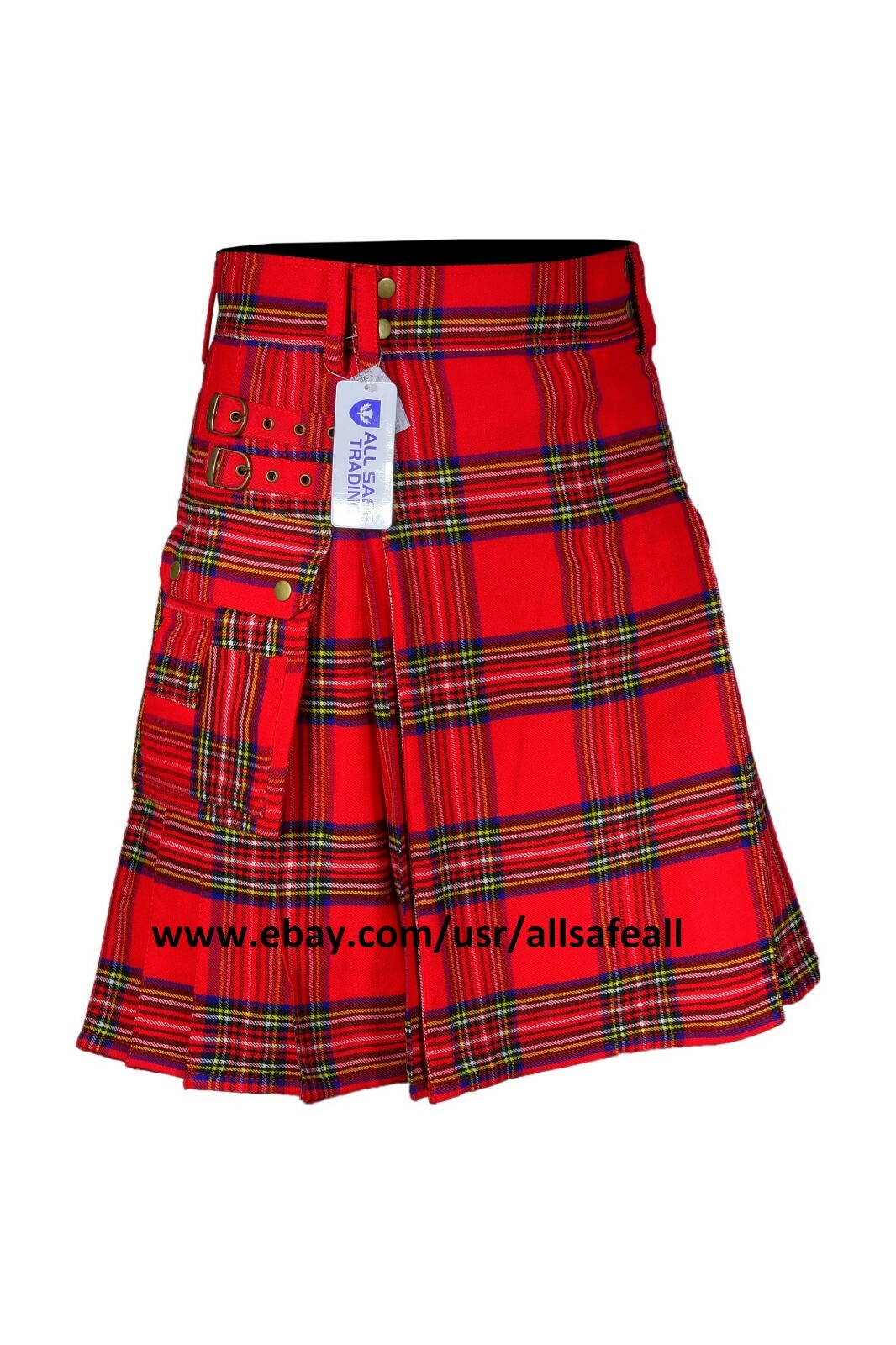 Scottish Men’s Modern 16oz Tartan Pockets Utility Kilt, Cargo Kilt, 13 Tartans