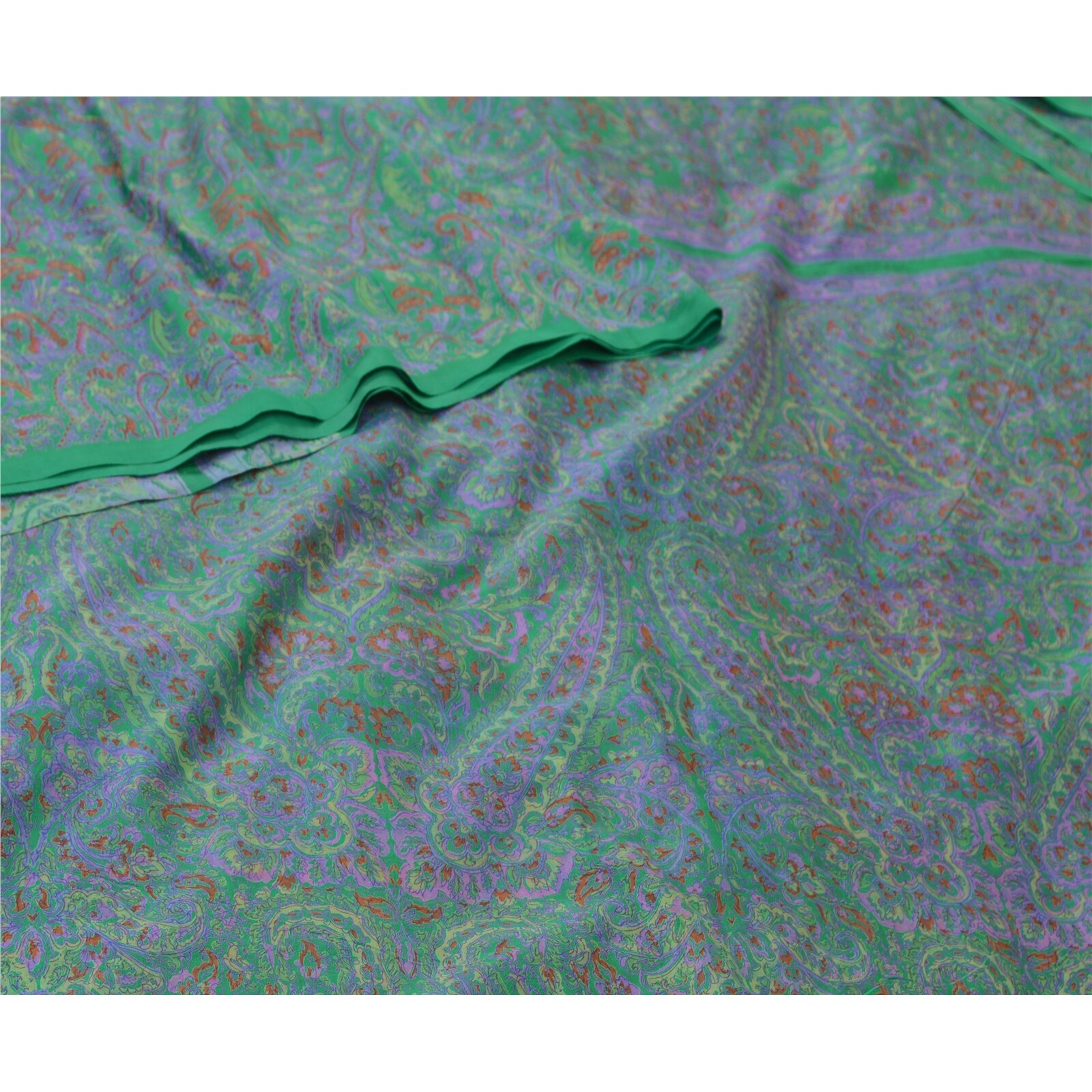 Sanskriti Vintage Sarees 5Yd Quilting Felting Craft Fabric Artificial Silk Sari