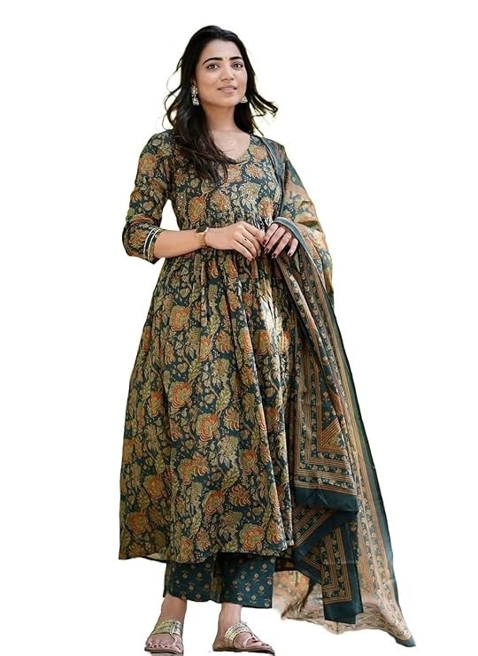Women’s Viscose Anarkali Kurta and Pant with Dupatta Set Wedding Wear