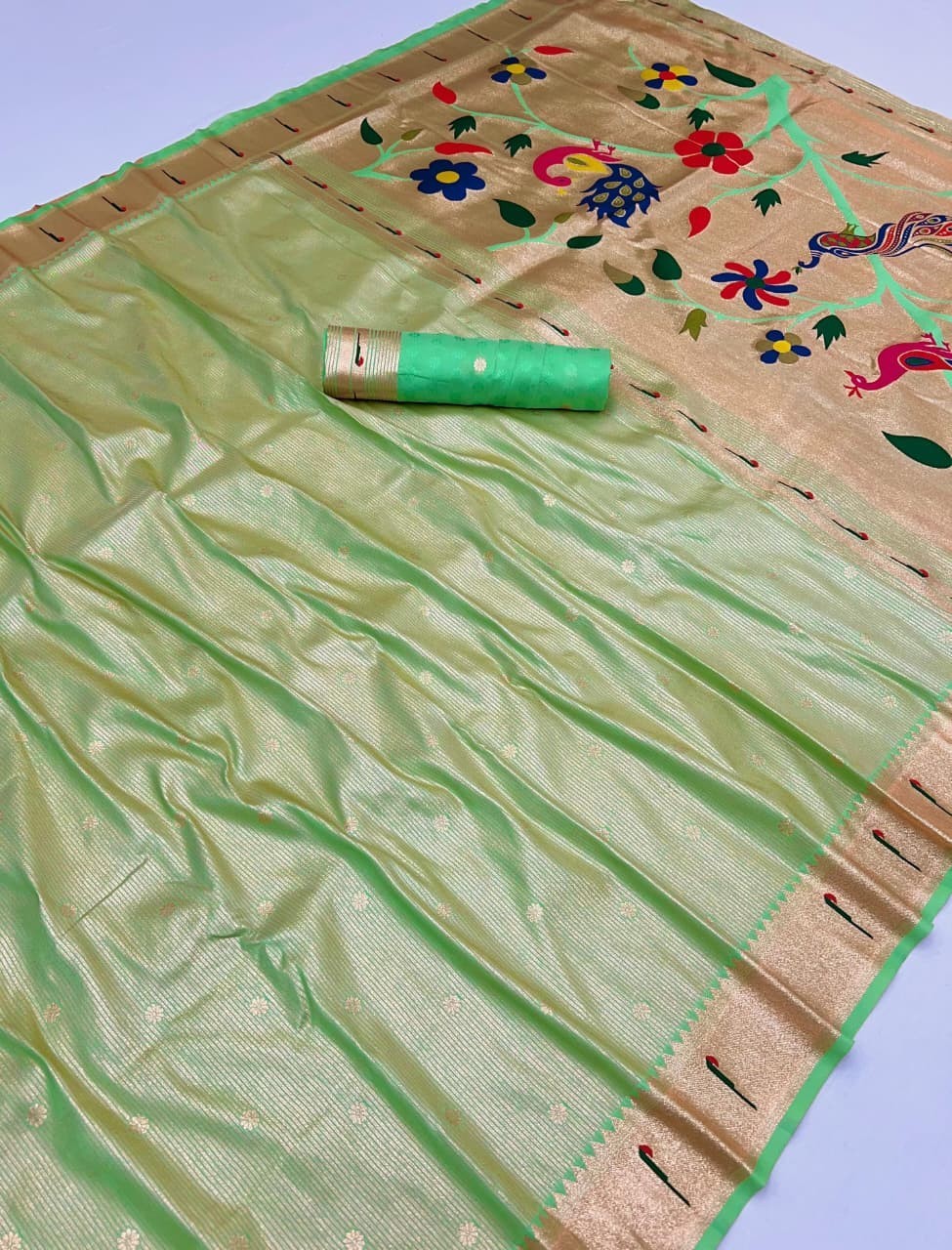 Designer Fancy Pure Tissue Paithani Silk Saree With Blouse For Women Reception