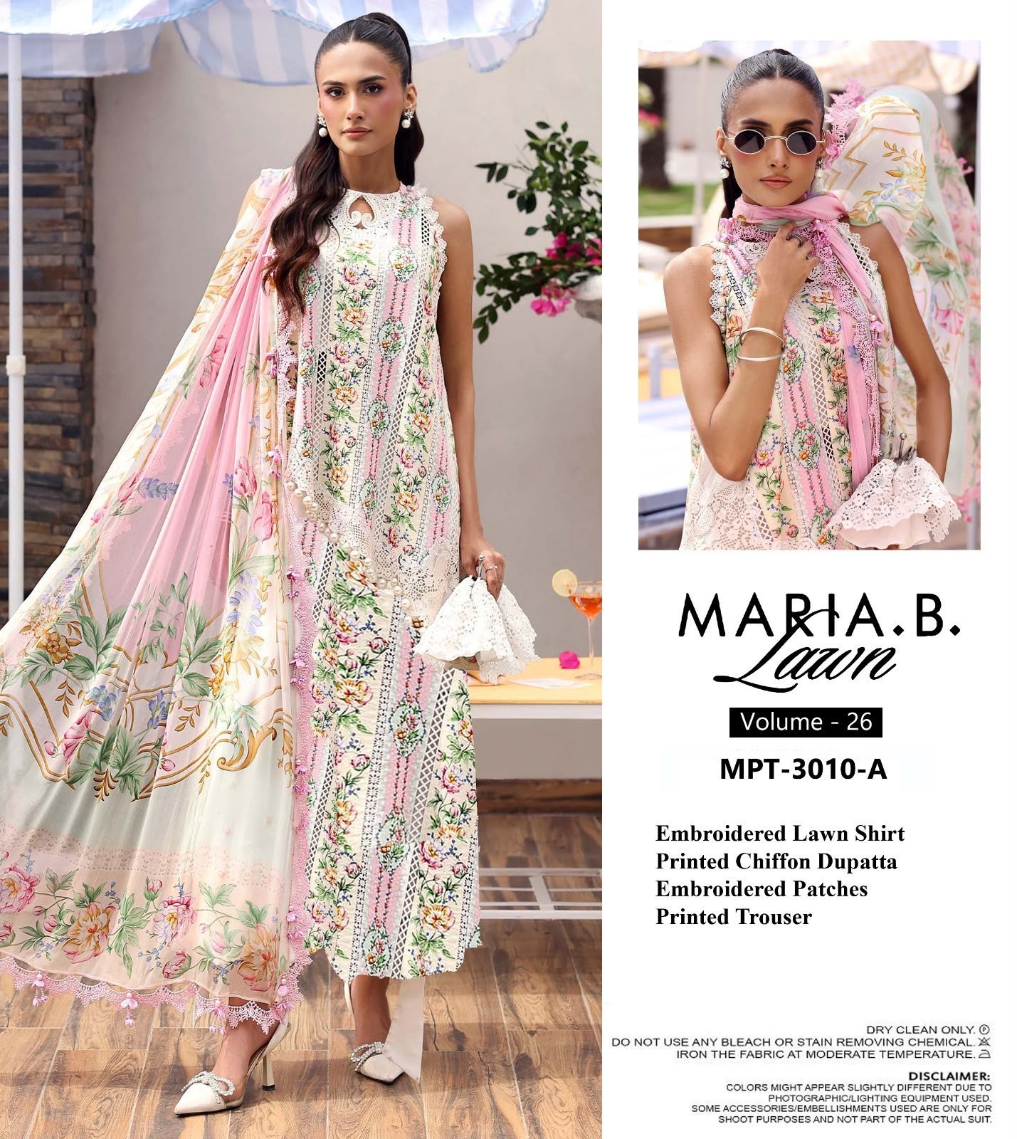 Pakistani MARIA.B Lawn Embroidered Collection Dress for Ladies Chiffon Dupatta