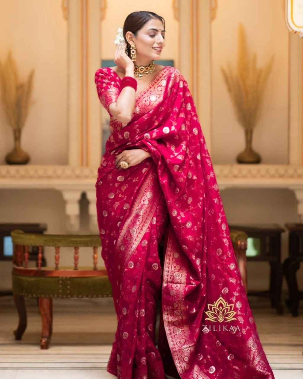 Woven Banarasi Jacquard, Art Silk Saree