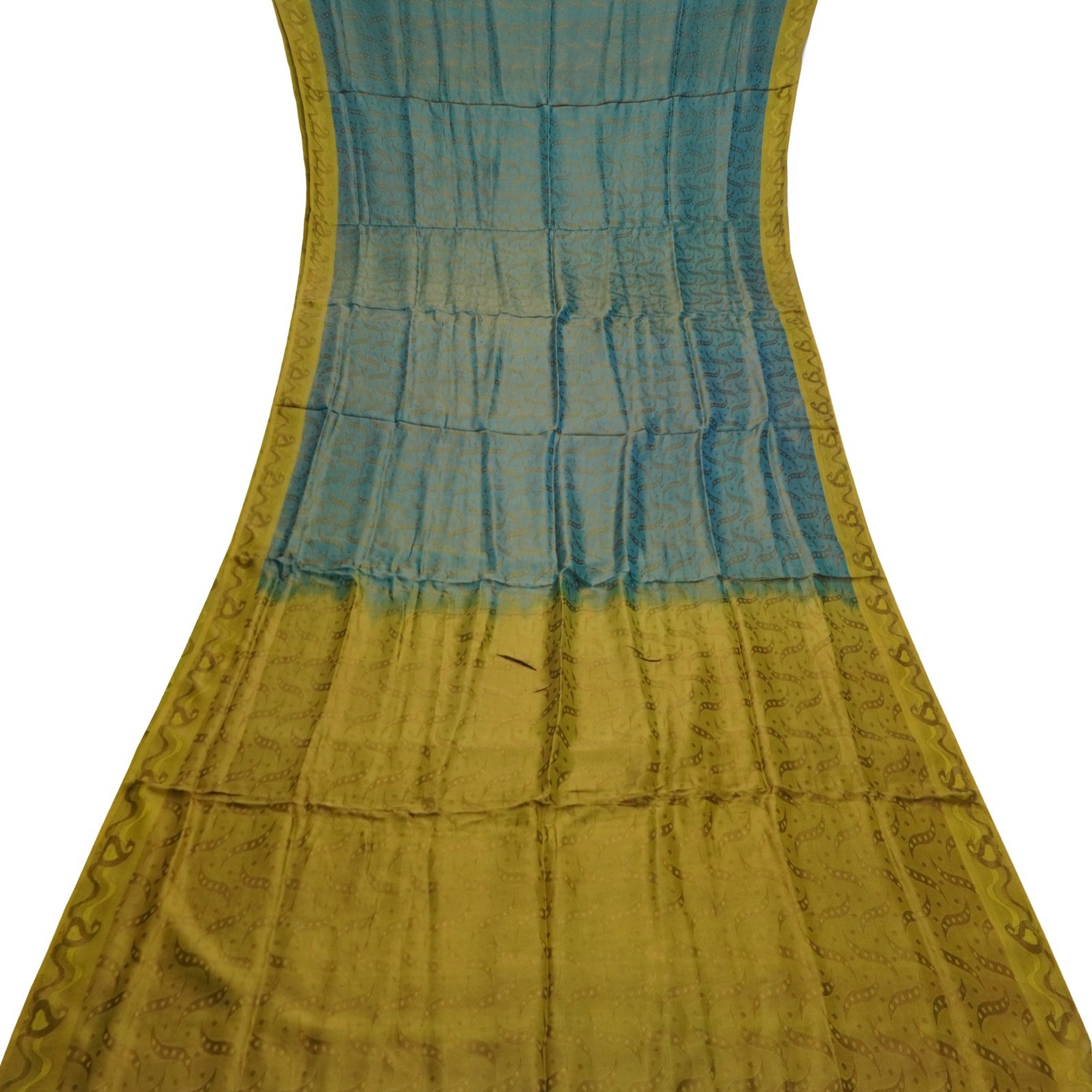 Vintage Blue Dual Tone Sarees 100% Pure Silk Woven Indian Sari 5YD Craft Fabric