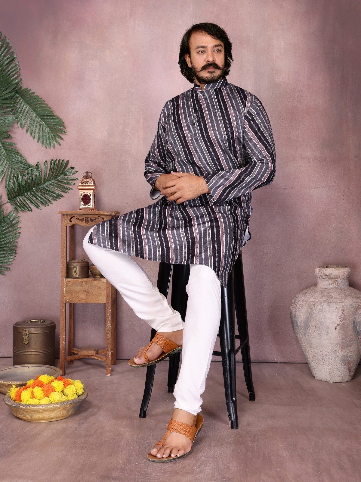 Indian Pure Cotton Kurta Pajama For Men’s Wedding Wear Fancy rayon ReadyMade