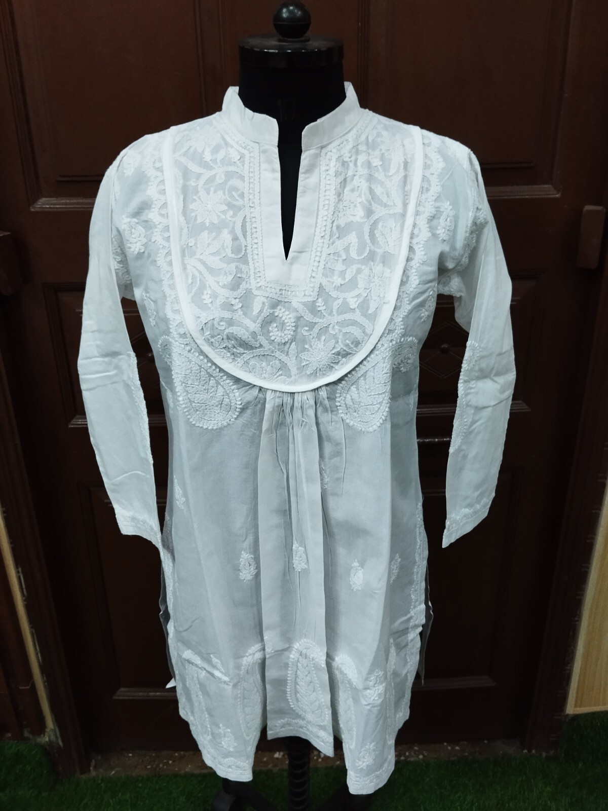 S M L XL 2XL 3XL 4XL ETHNIC 100% COTTON CHIKAN EMBROIDERY TOP HANDMADE KURTI