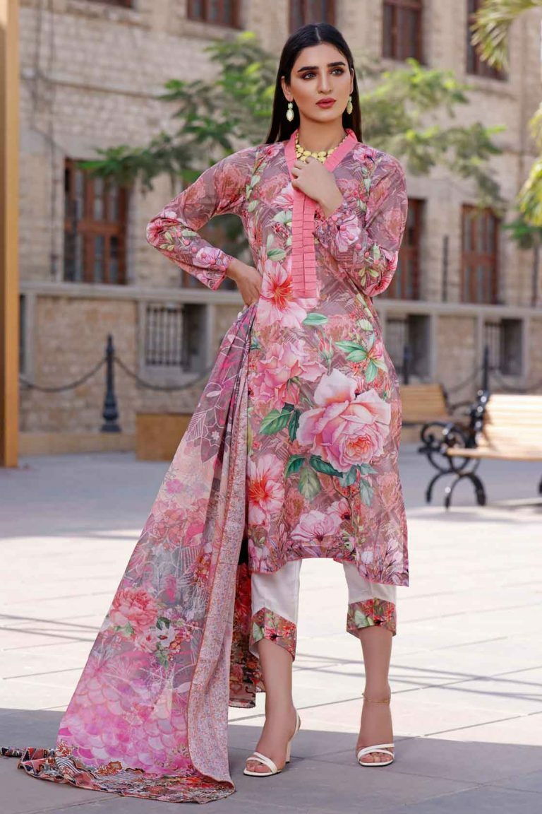 NWT ZAIBUNNISA Sizes S, M, L 3Pc KURTI, DUPATTA & TROUSER Pakistan Designer Lawn